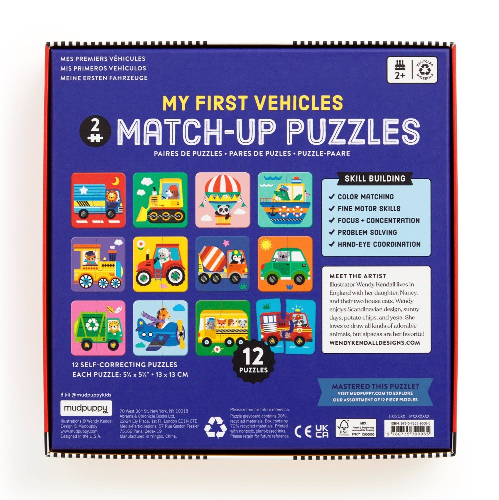 Children's puzzle book titled 'My First Vehicles Match-Up Puzzles' with colorful illustrations on a white background.