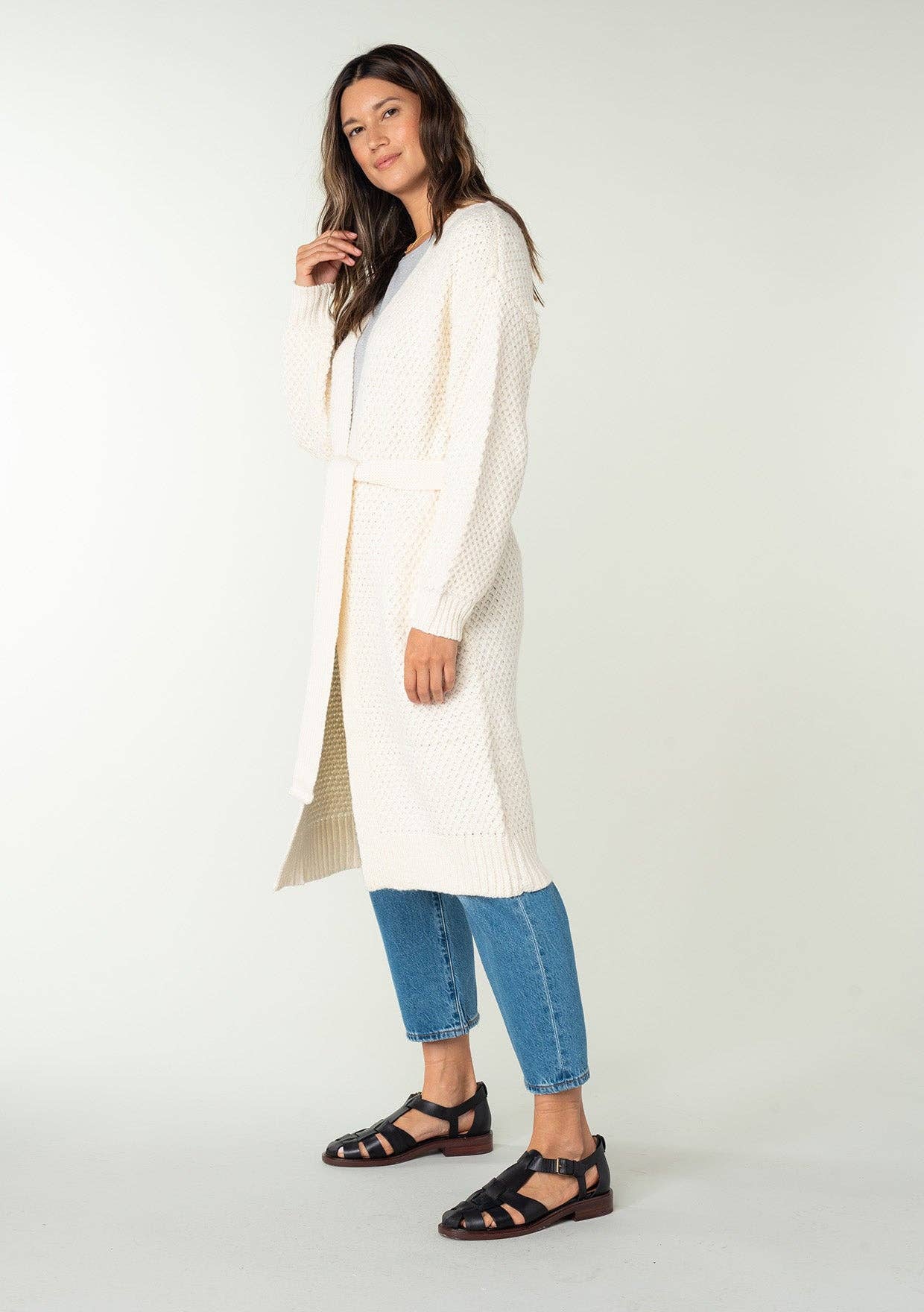 Front Tie Long Sleeve Cardigan