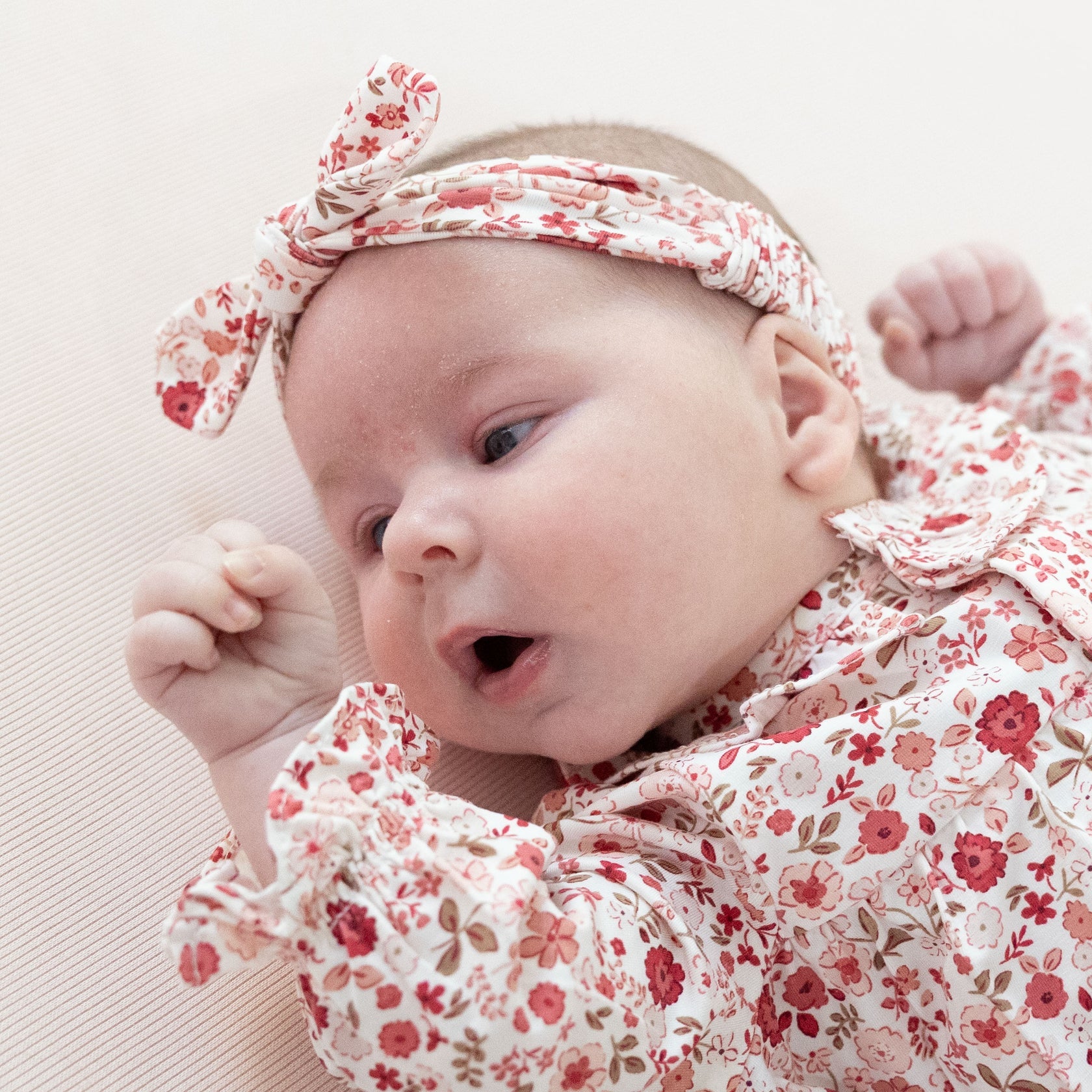 Serene Floral - 2 Way Ruffle Back Zipper Footie