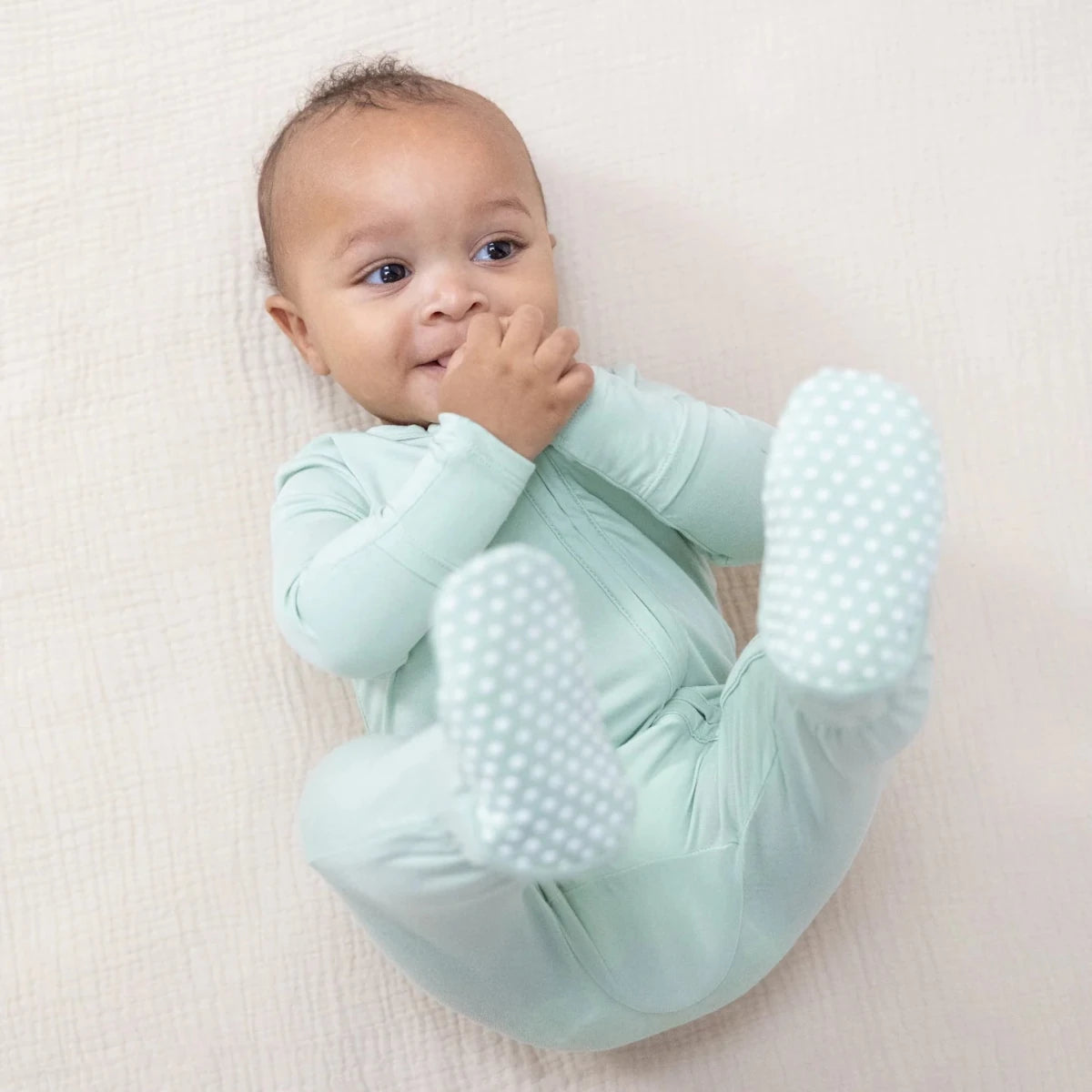 2 Way Zipper Footie - Solid Misty Blue - Angel Dear Footies sold by Rosebud & Jo