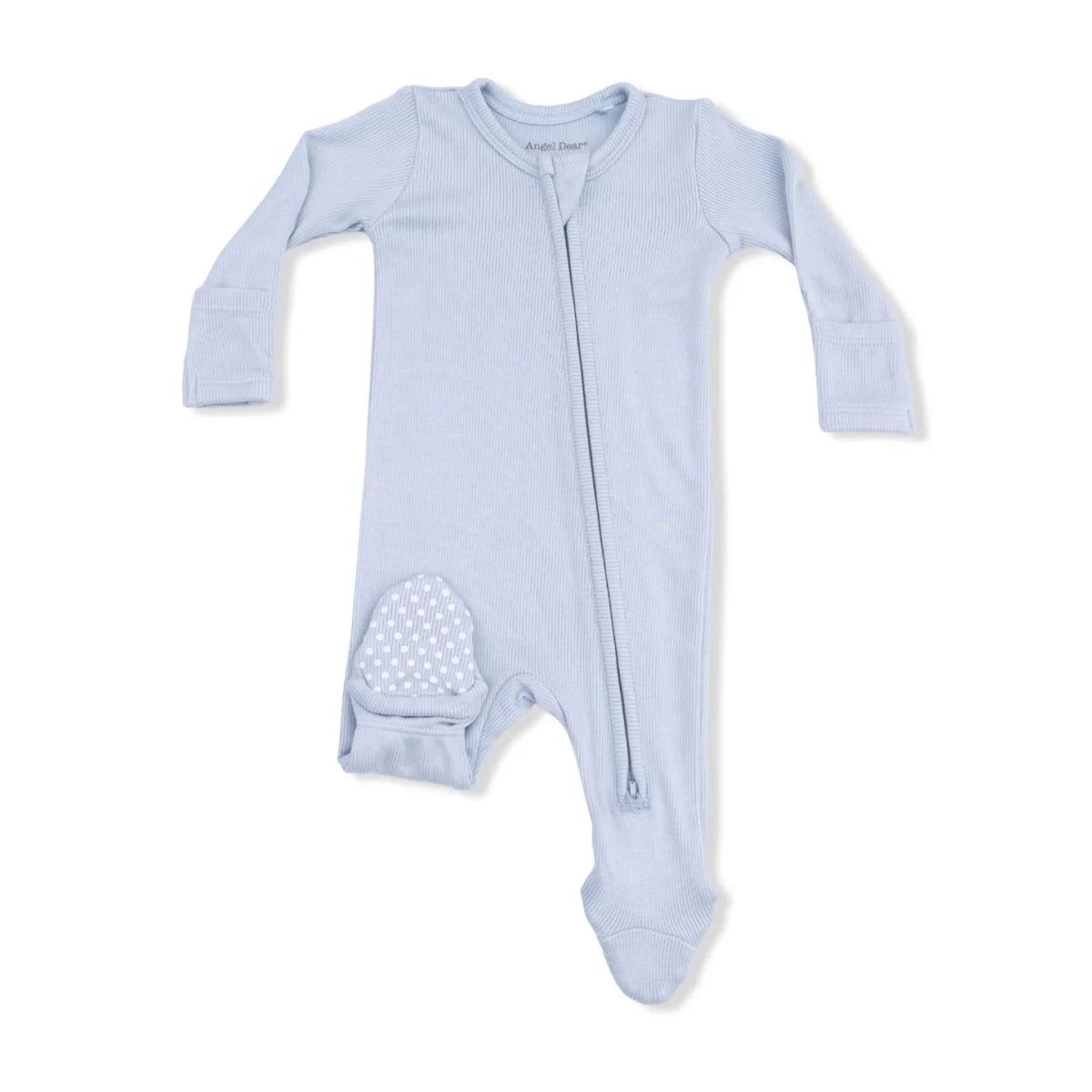 2 Way Zipper Footie - Solid Niagara Mist Rib - Angel Dear Footies sold by Rosebud & Jo