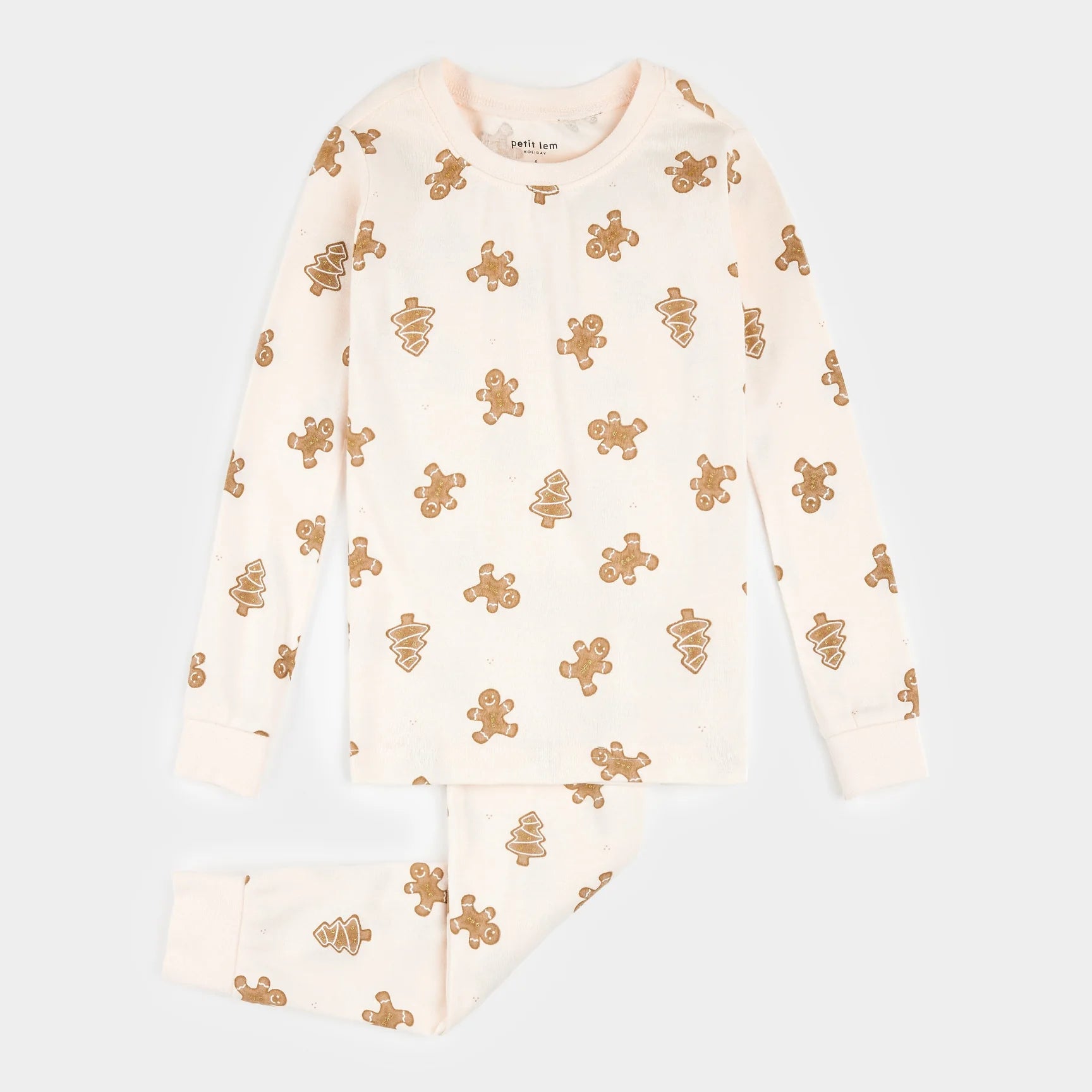 Gingerbread Print on Silver Peony PJ Set