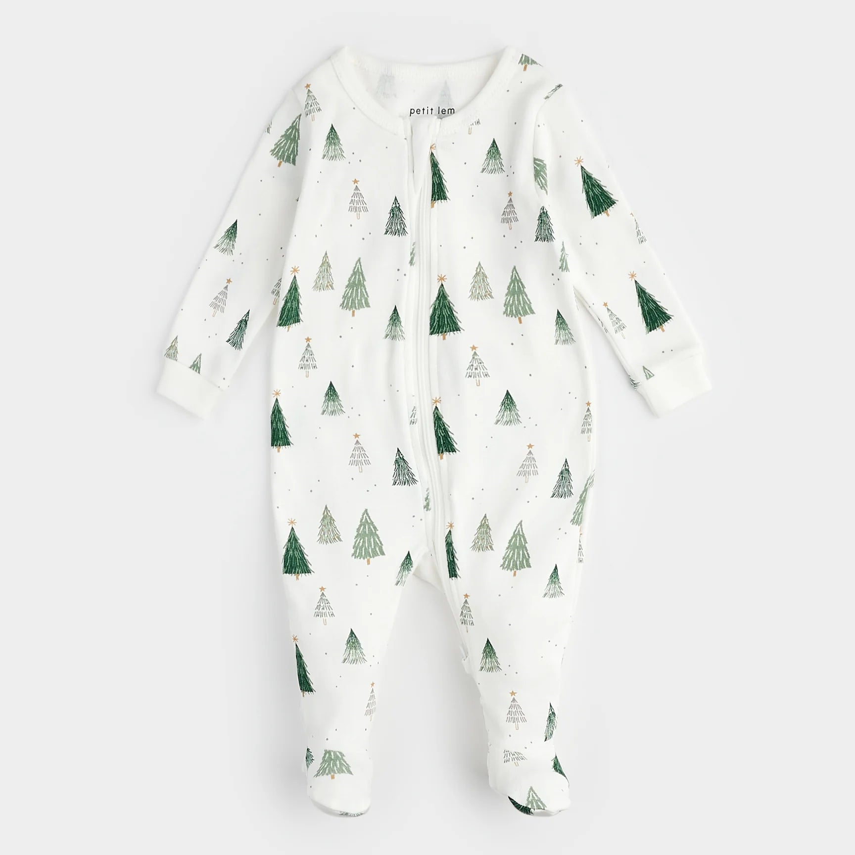 Christmas Tree Print on Off-White Sleeper