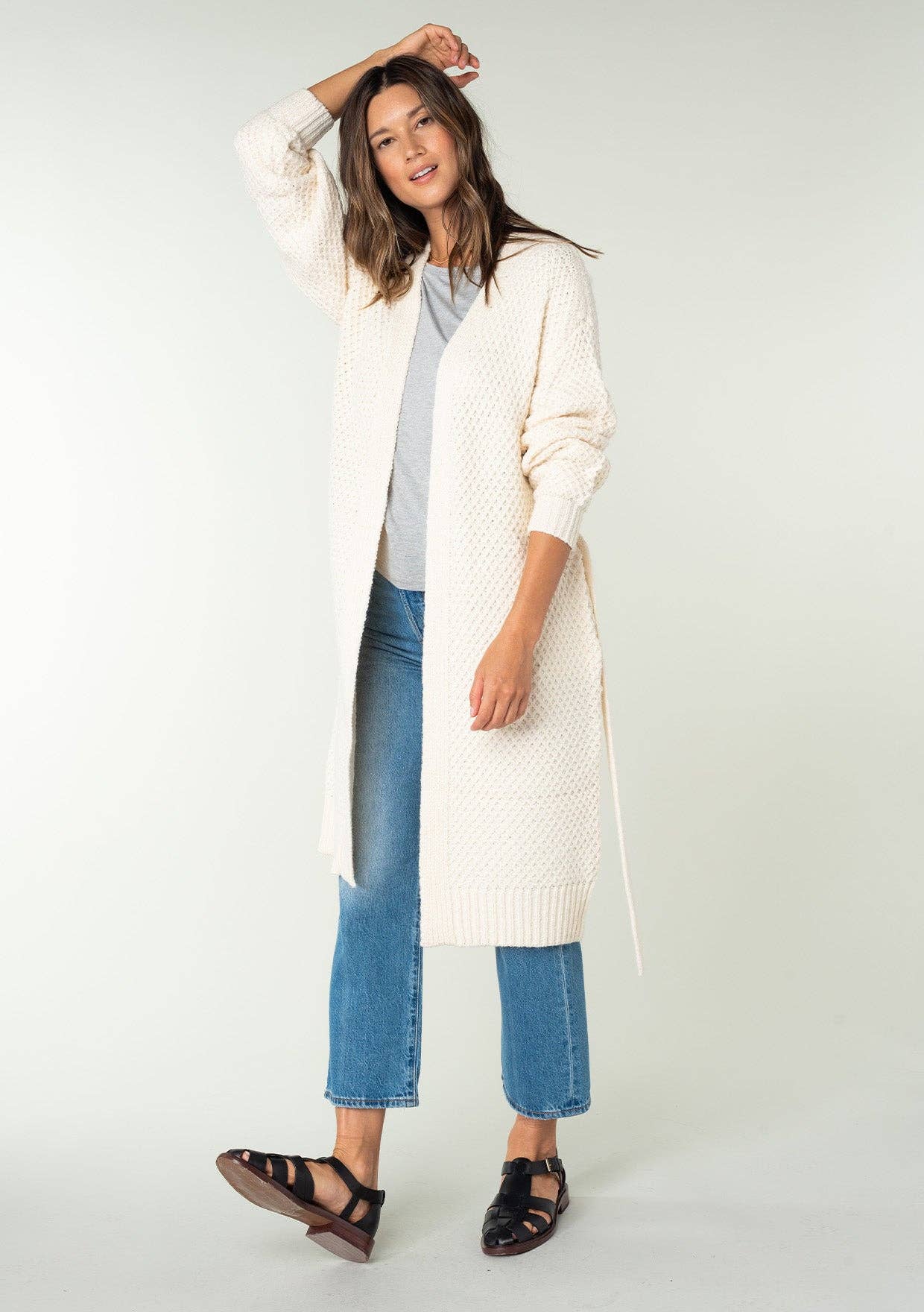 Front Tie Long Sleeve Cardigan