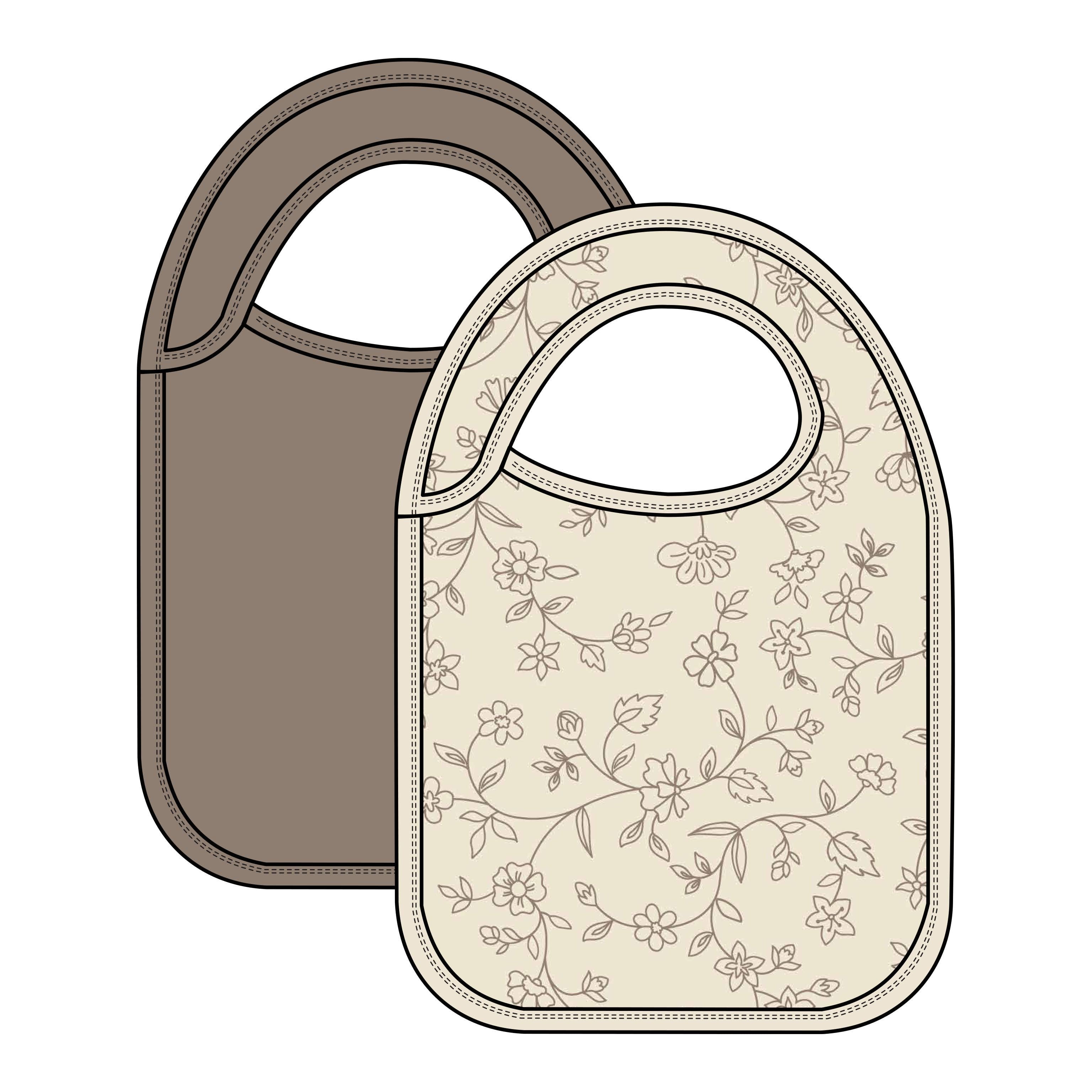 Organic 2-Pack Muslin Bibs - Pip Floral Ivory + Taupe