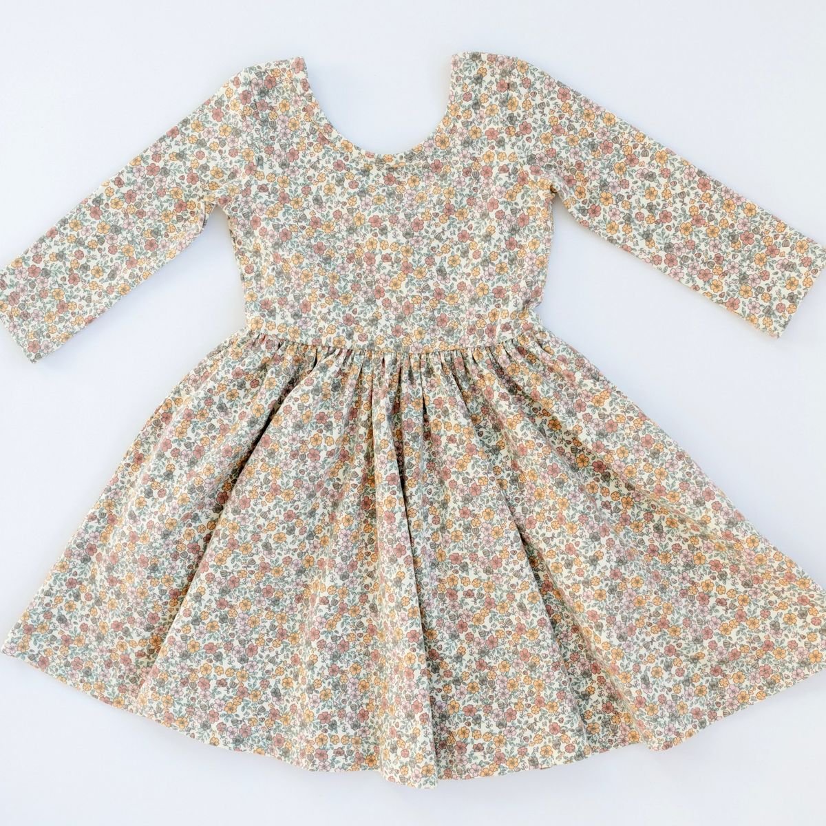 3/4 Sleeve Twirl Dress in Bella Brown - Good Apples Kids Dresses sold by Rosebud & Jo