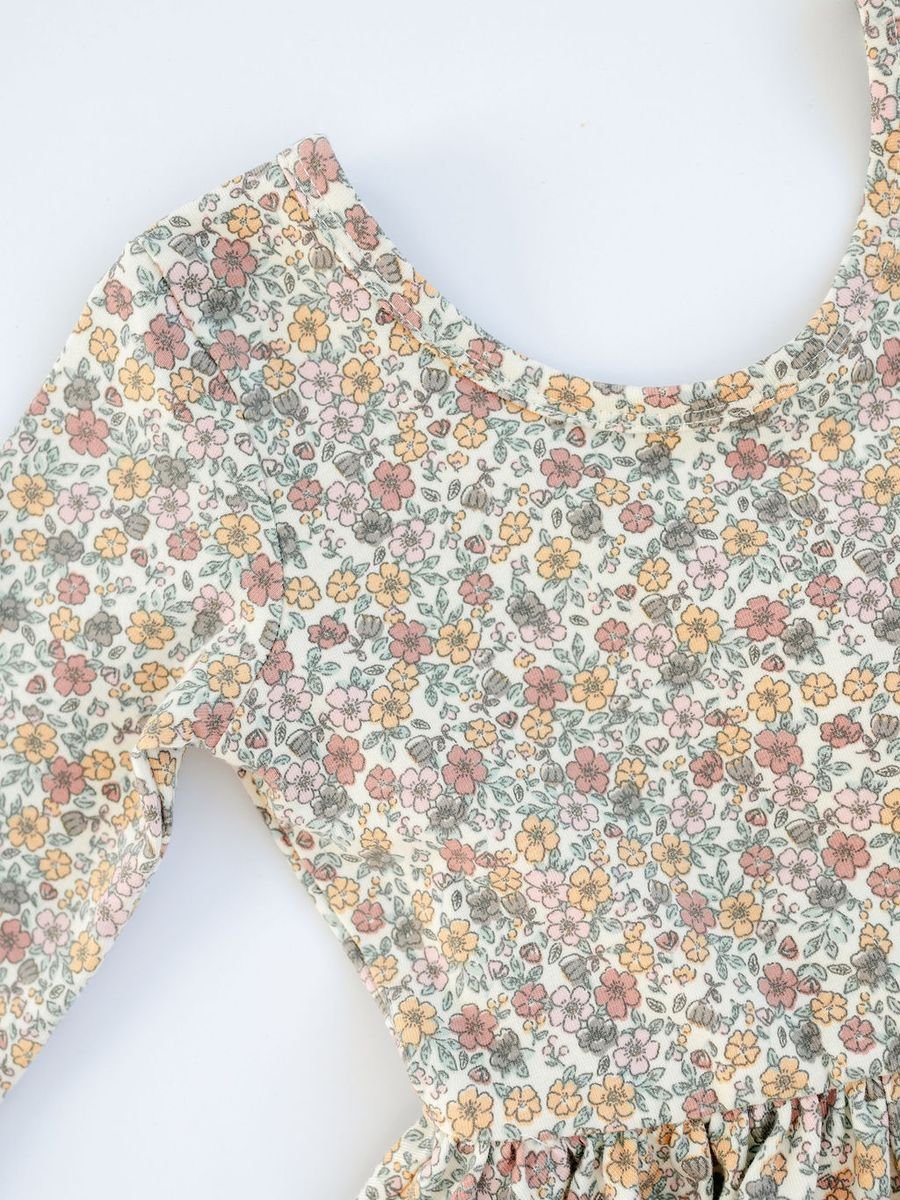 3/4 Sleeve Twirl Dress in Bella Brown - Good Apples Kids Dresses sold by Rosebud & Jo