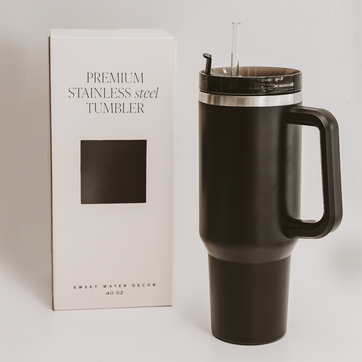 40 oz Tumbler Water Bottle: Black - Sweet Water Decor Water Bottle sold by Rosebud & Jo