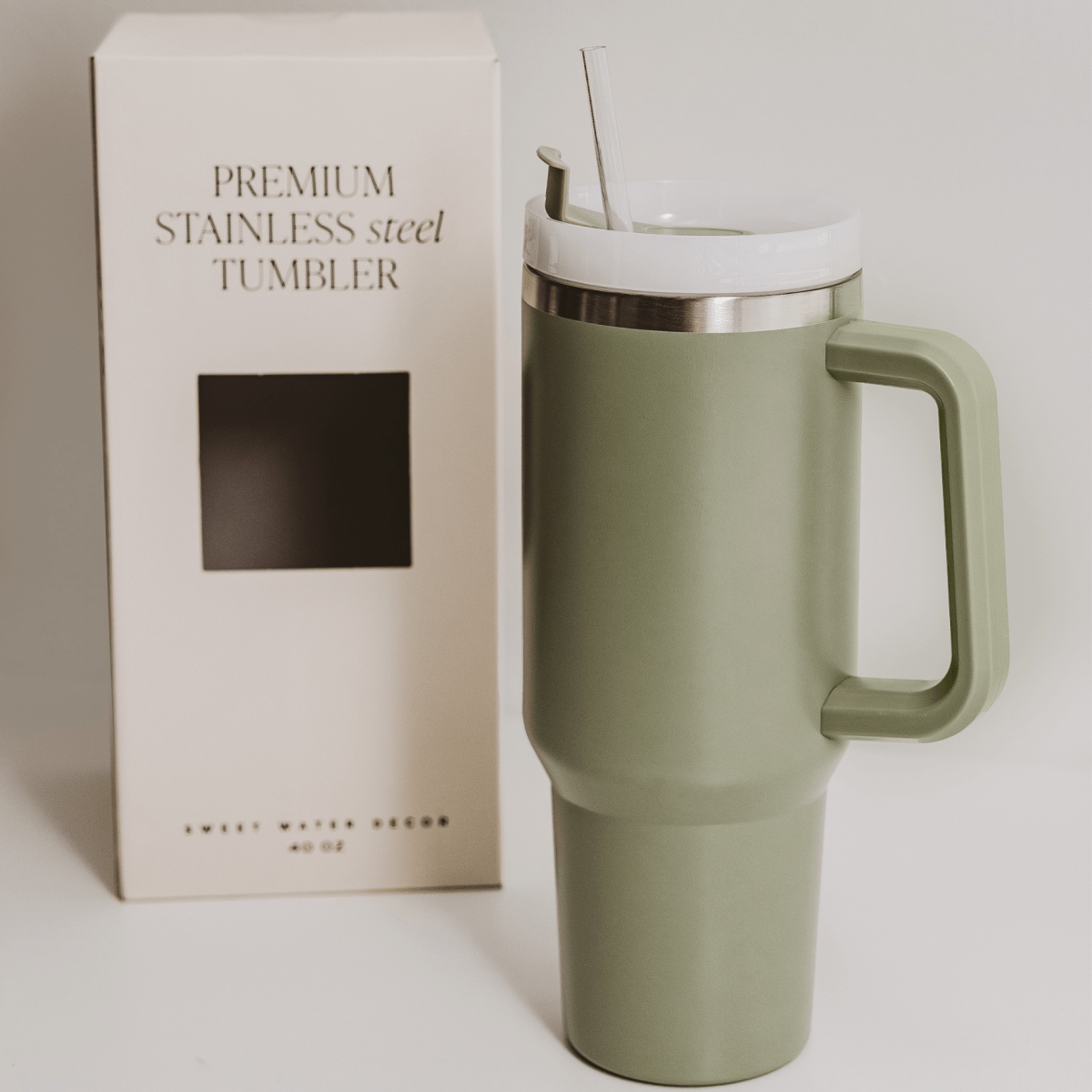 40 oz Tumbler Water Bottle: Sage Green - Sweet Water Decor Water Bottle sold by Rosebud & Jo