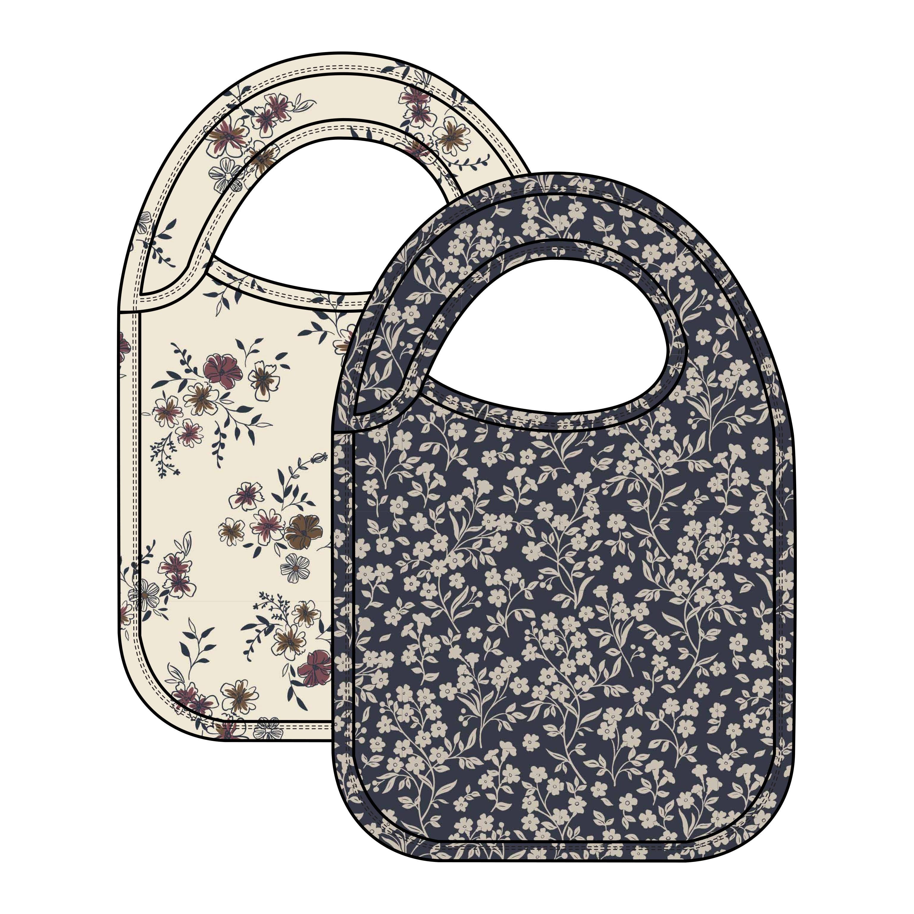 Organic Baby 2-Pack Bibs - Poppy + Chicory Floral