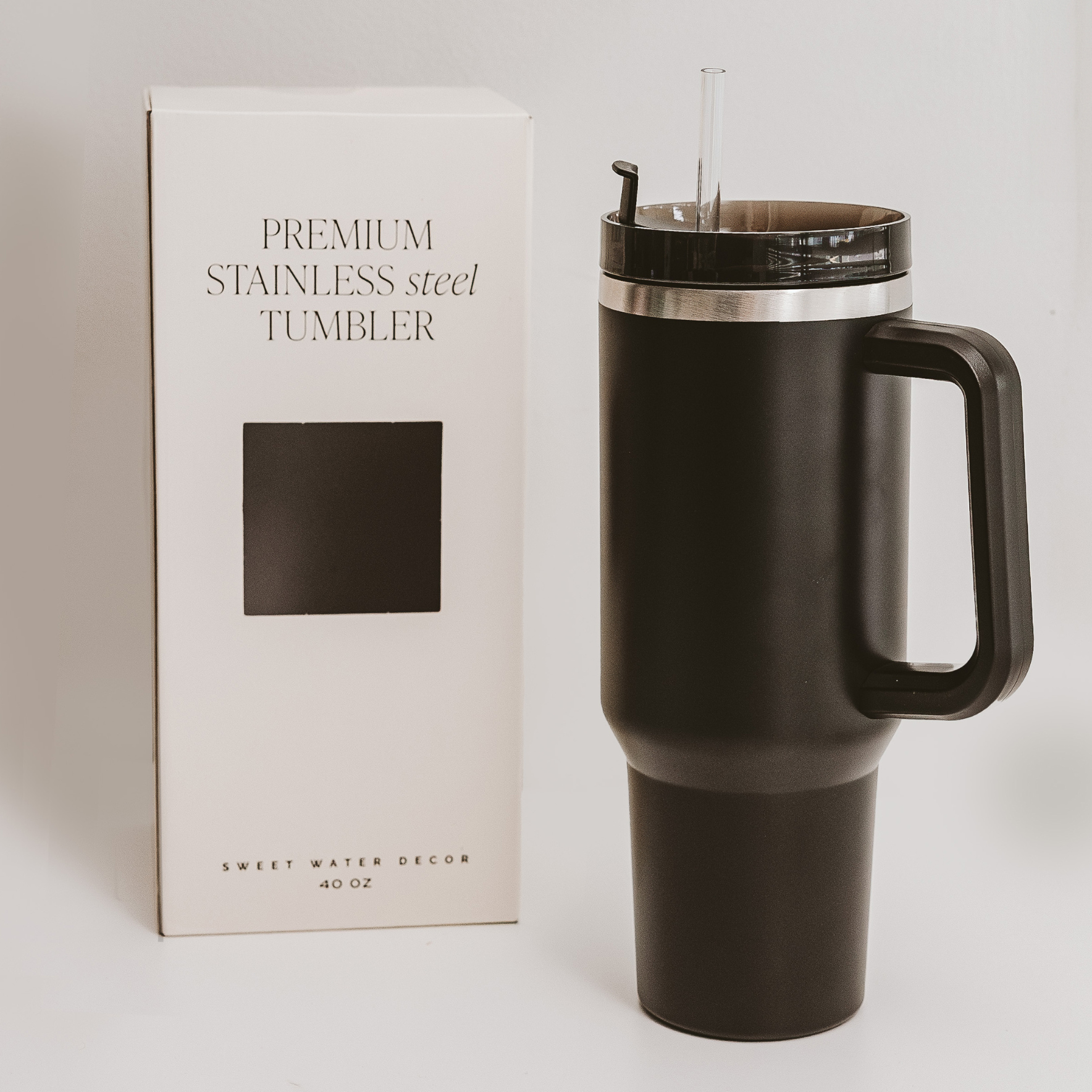 40 oz Tumbler Water Bottle: Black