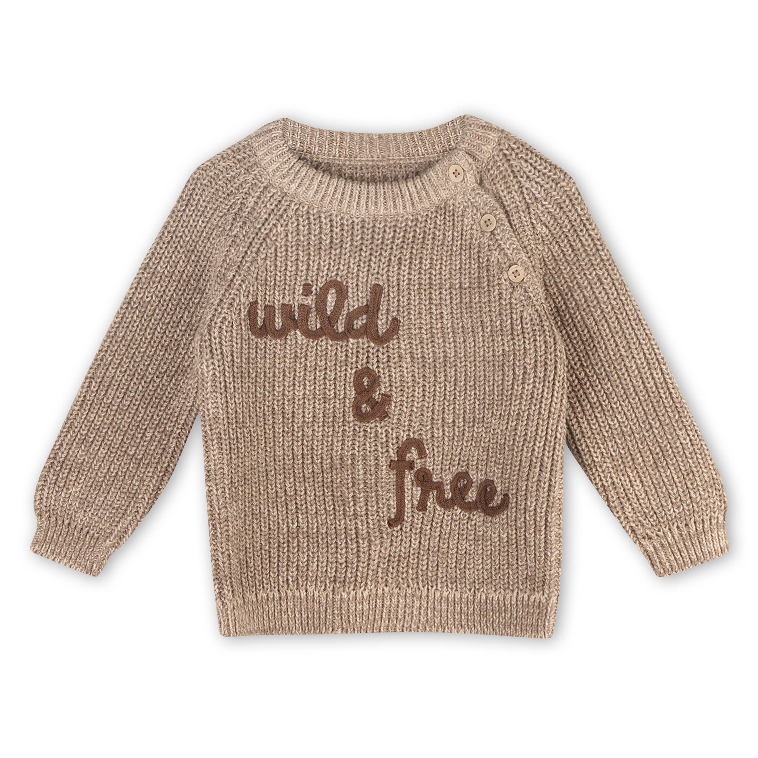 Wild & Free Embroidered Chunky Knit Baby Sweater