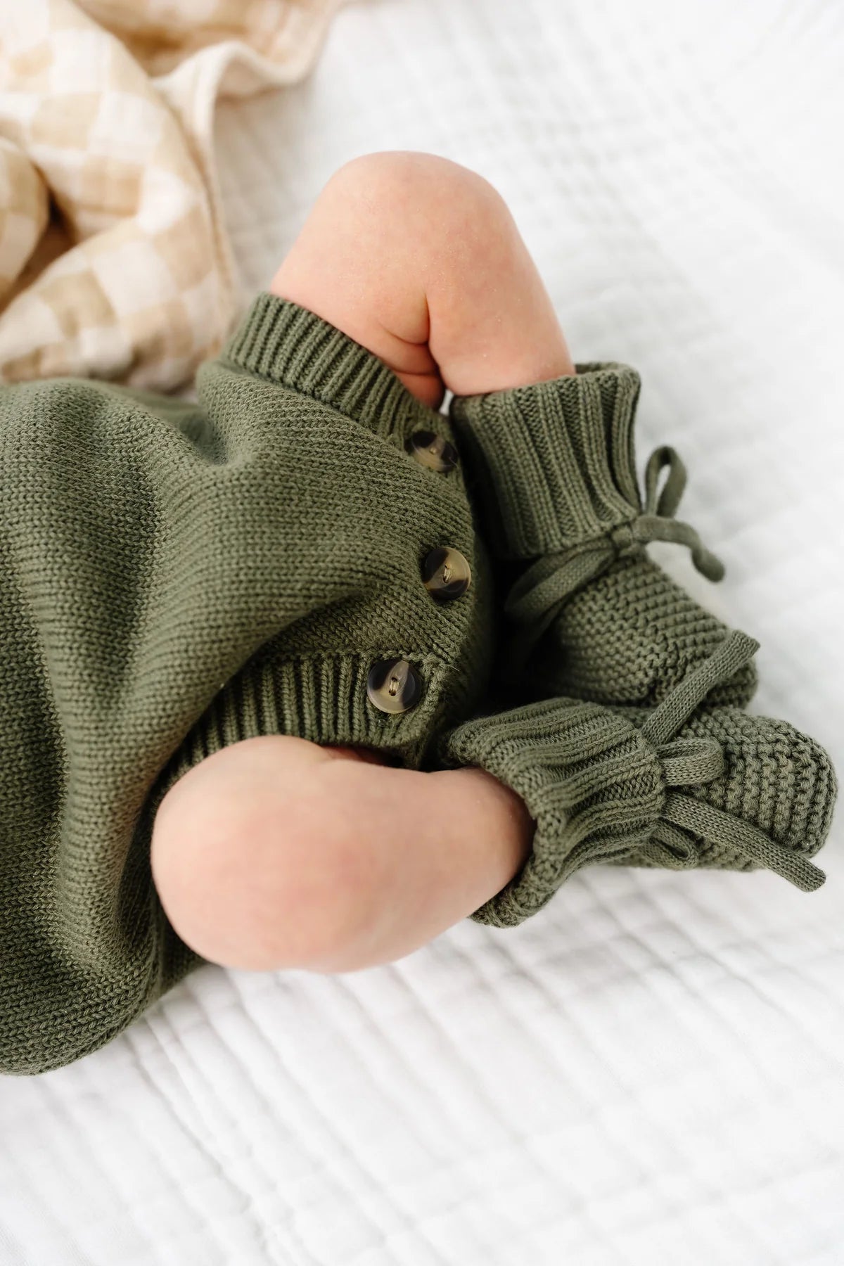 Knit Booties - Olive