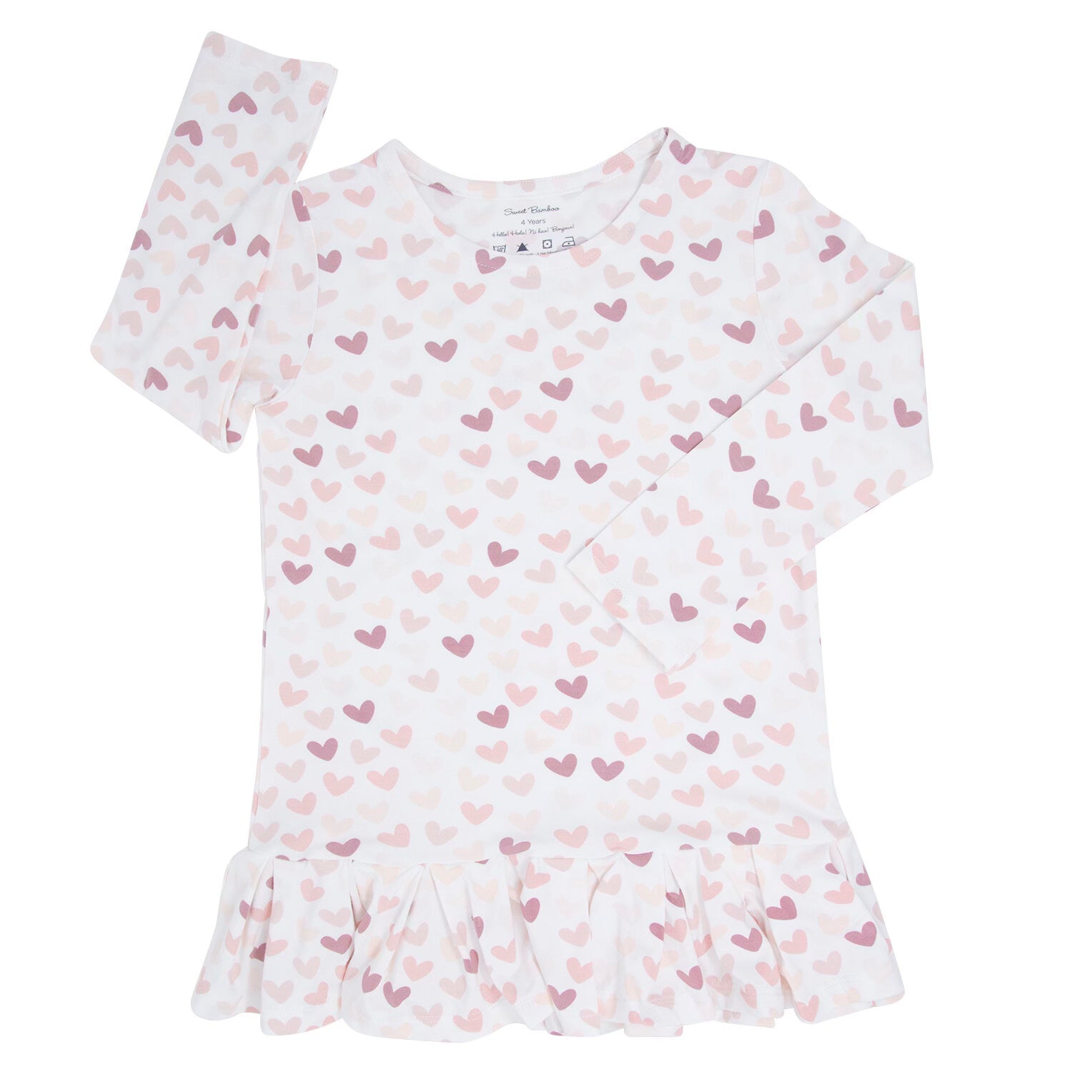 Heart Print Ruffle Bottom Tee