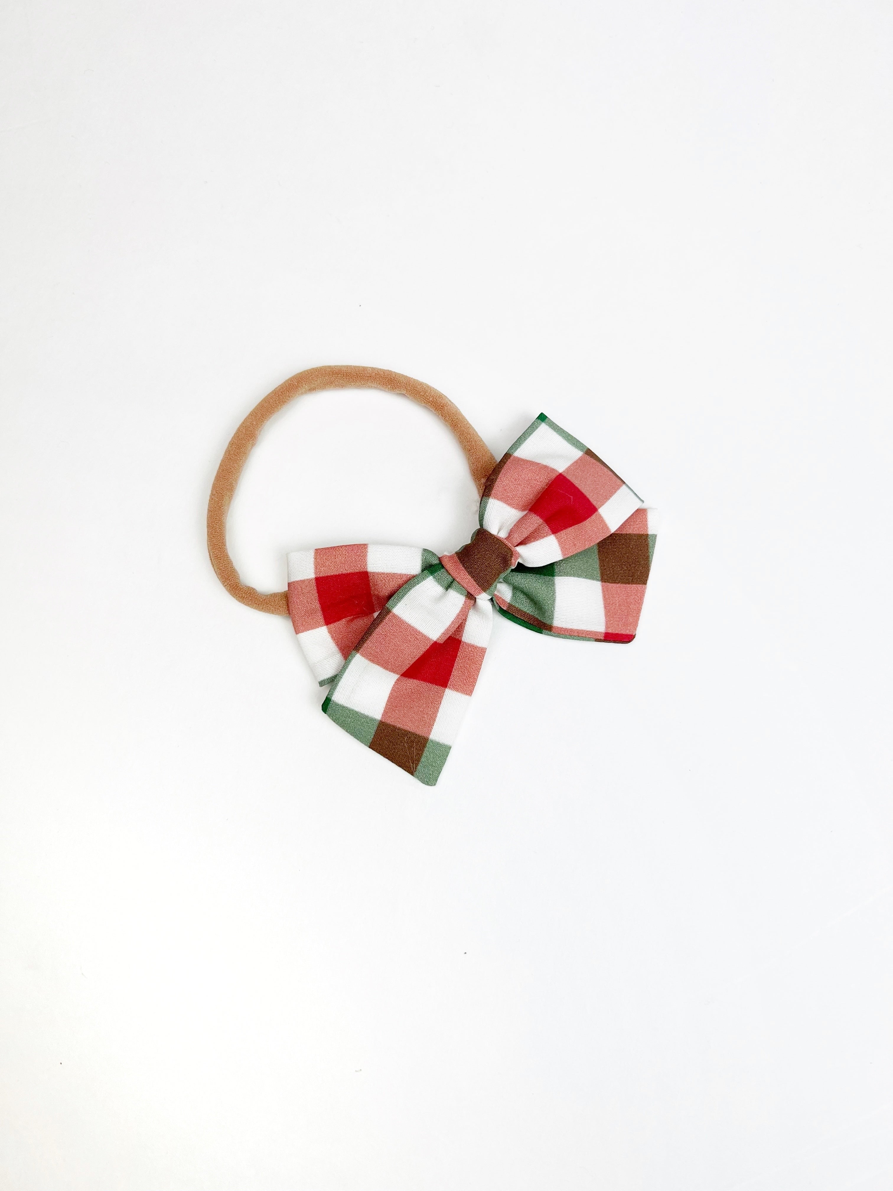 Holiday Plaid Bow on Nylon Headband