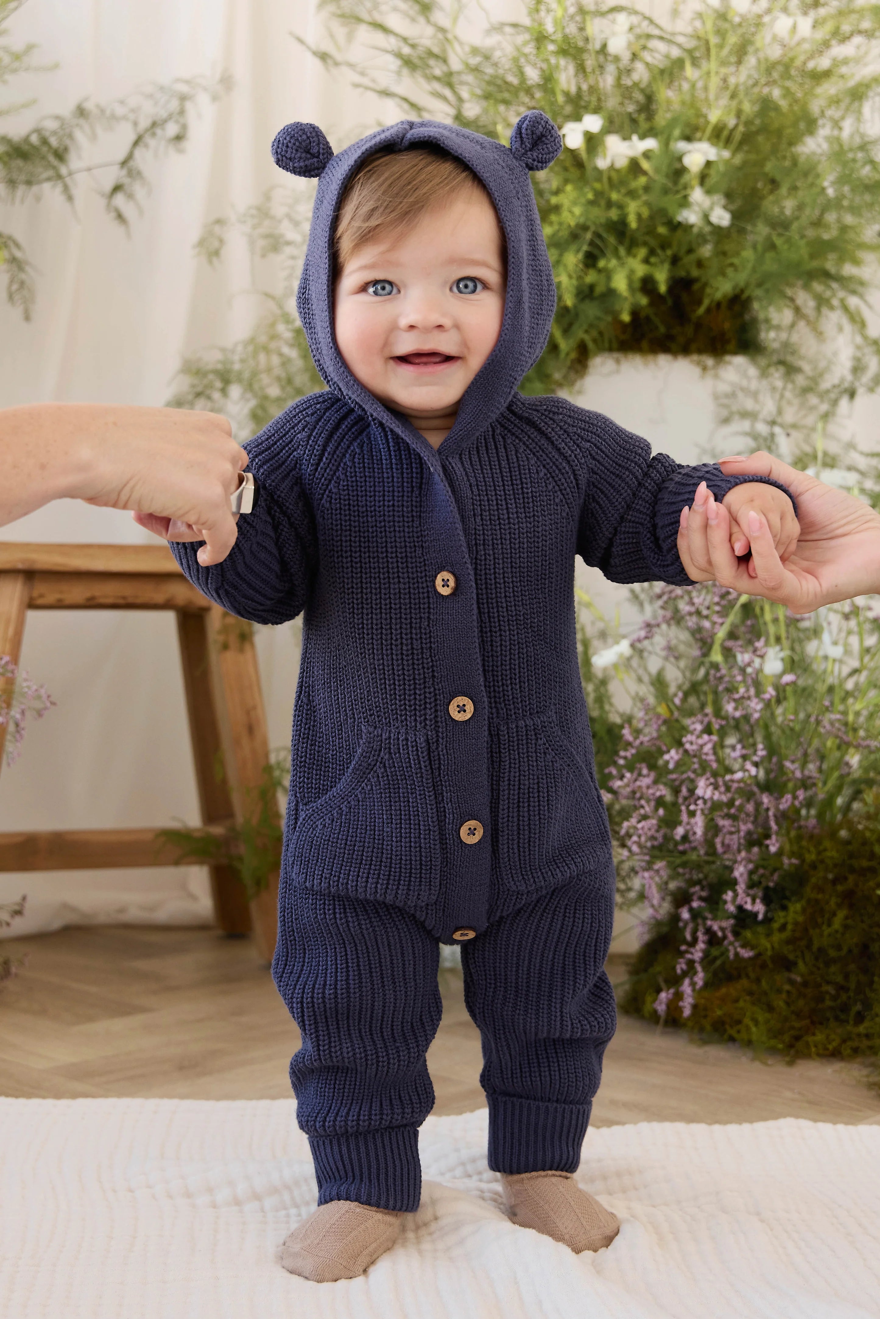 Bear Knit Onepiece - Marine
