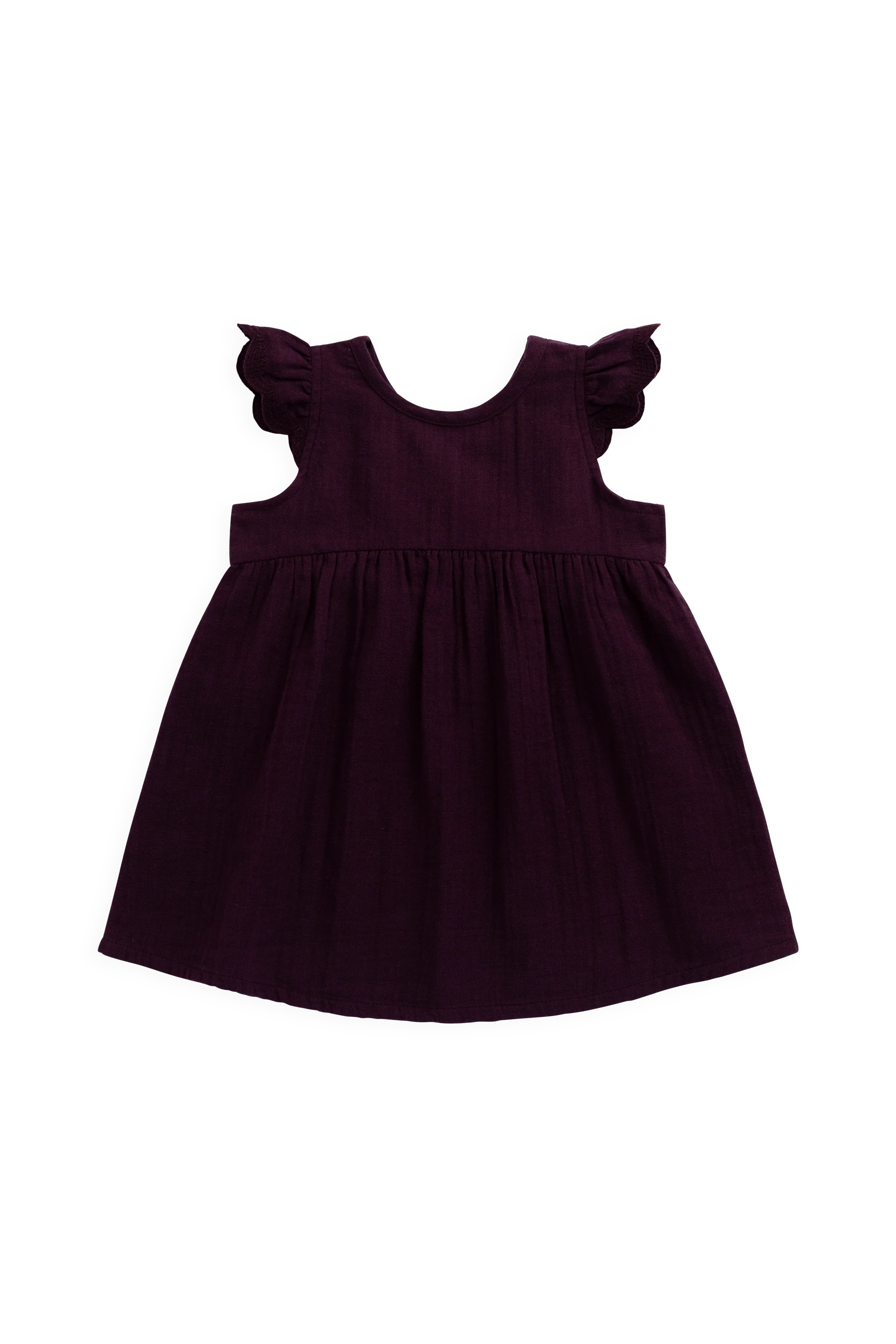 Organic Cotton Muslin Lace Dress - Fig