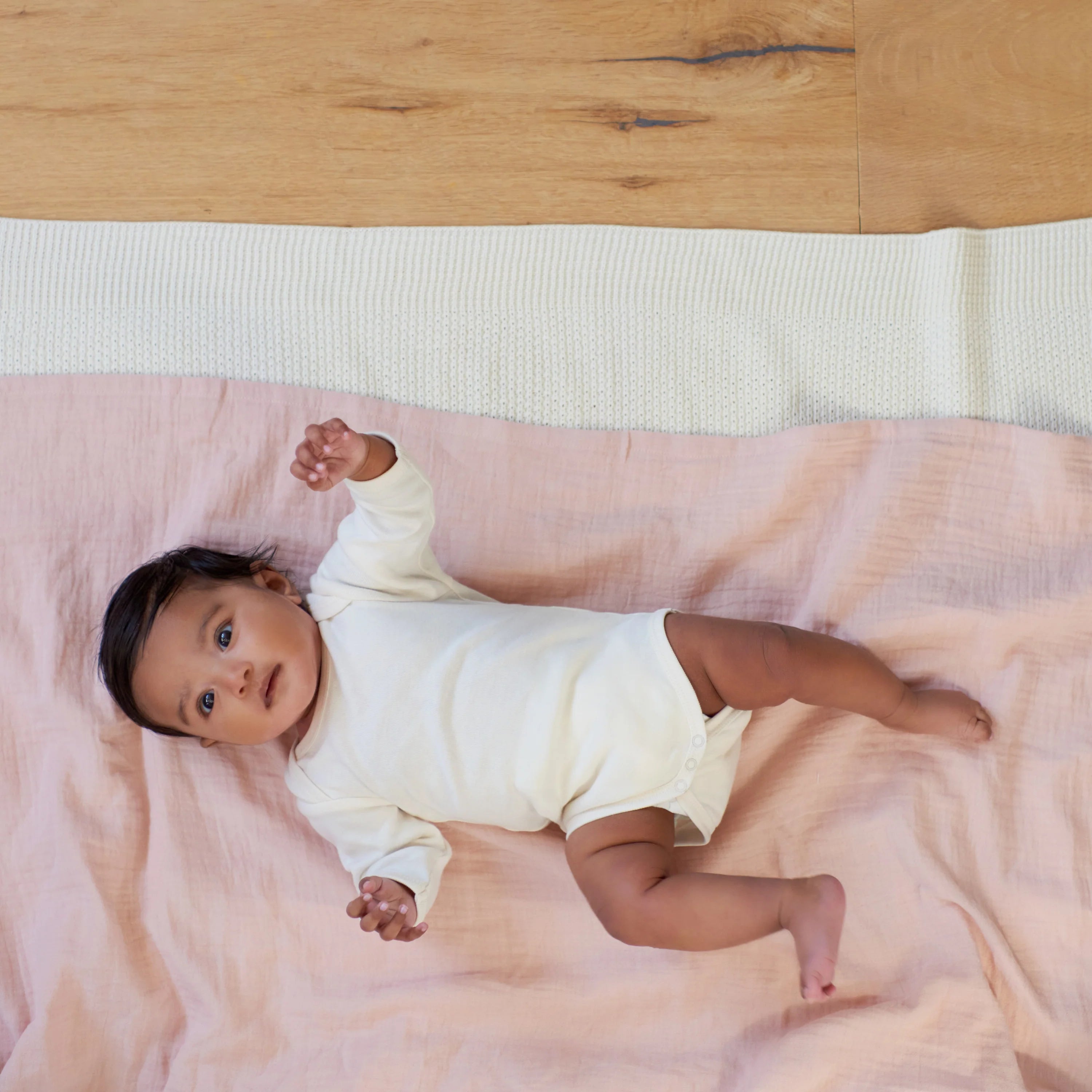 Cotton Long Sleeve Bodysuit in Natural