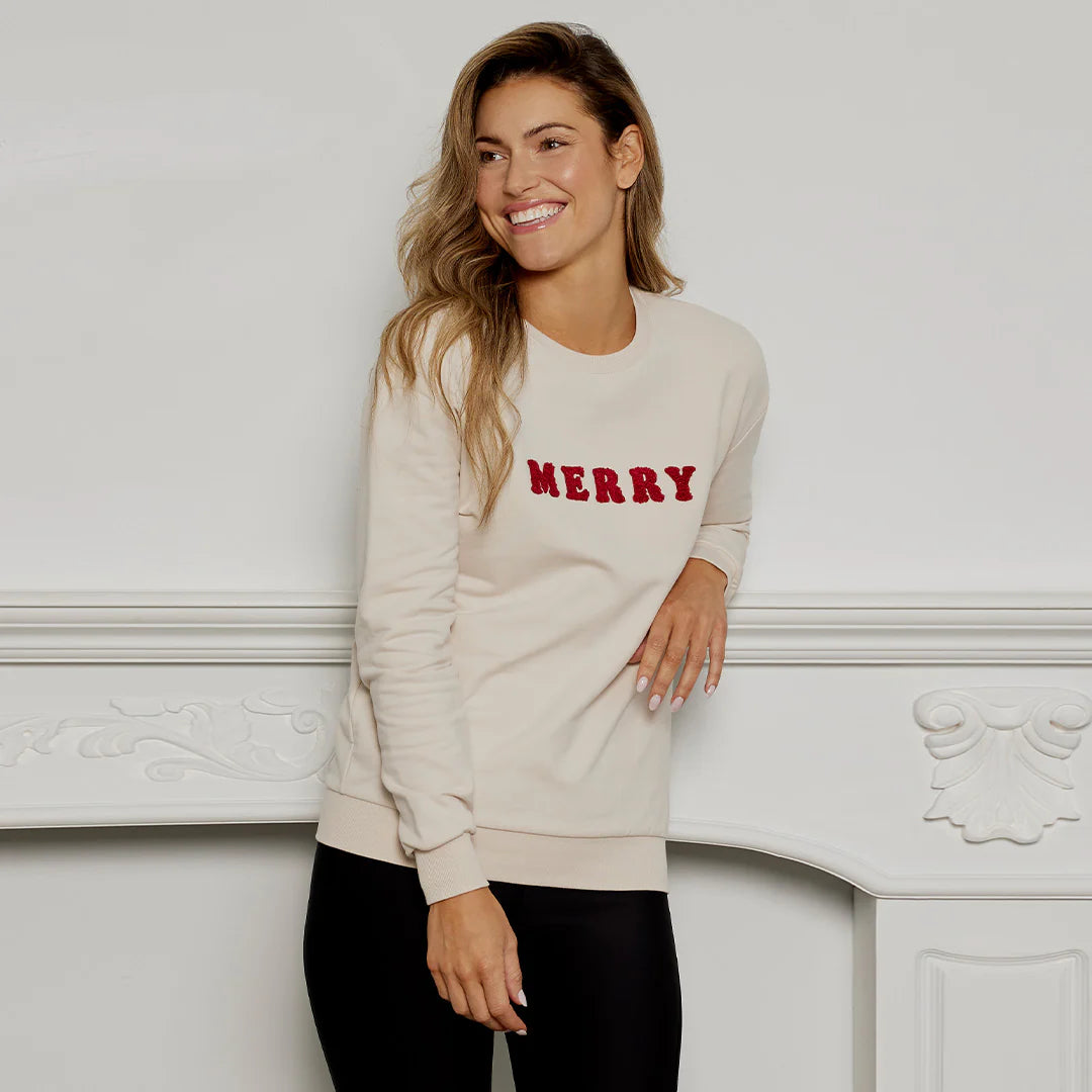 Merry on Crème Women's Fleece Sweatshirt