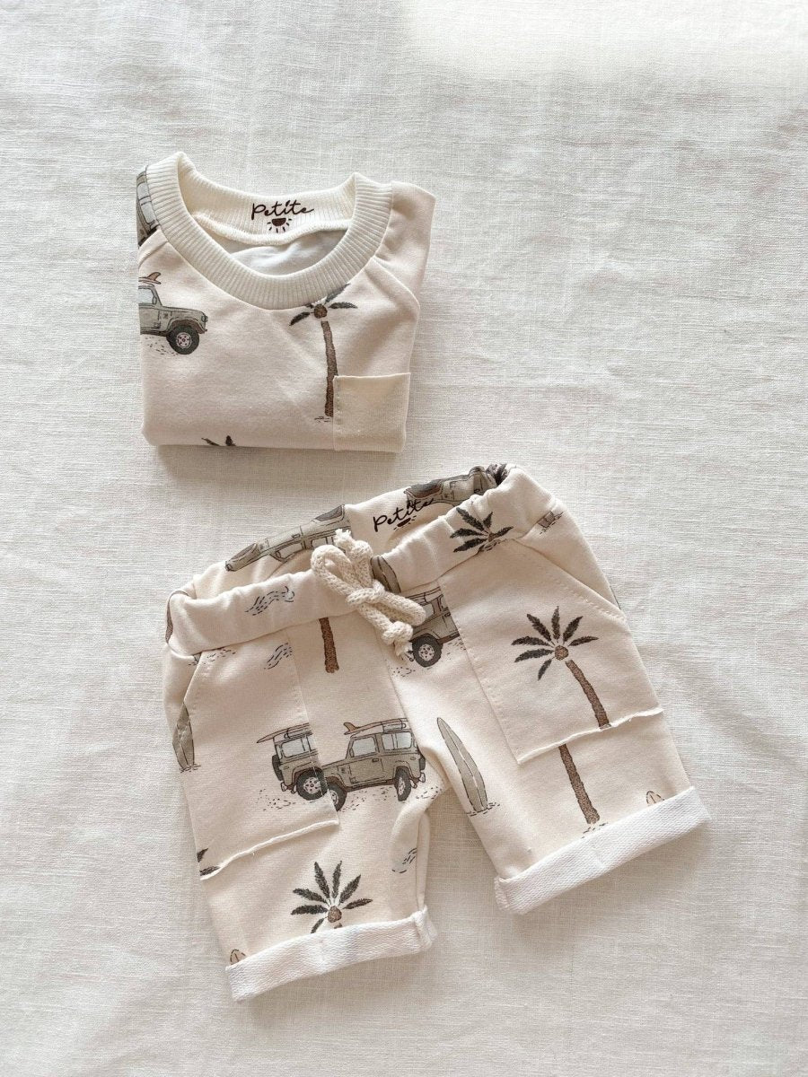 Baby Boy Shorts with Cars & Palm Trees - PETITE EvelinaApparel Baby & Toddler Clothing sold by Rosebud & Jo