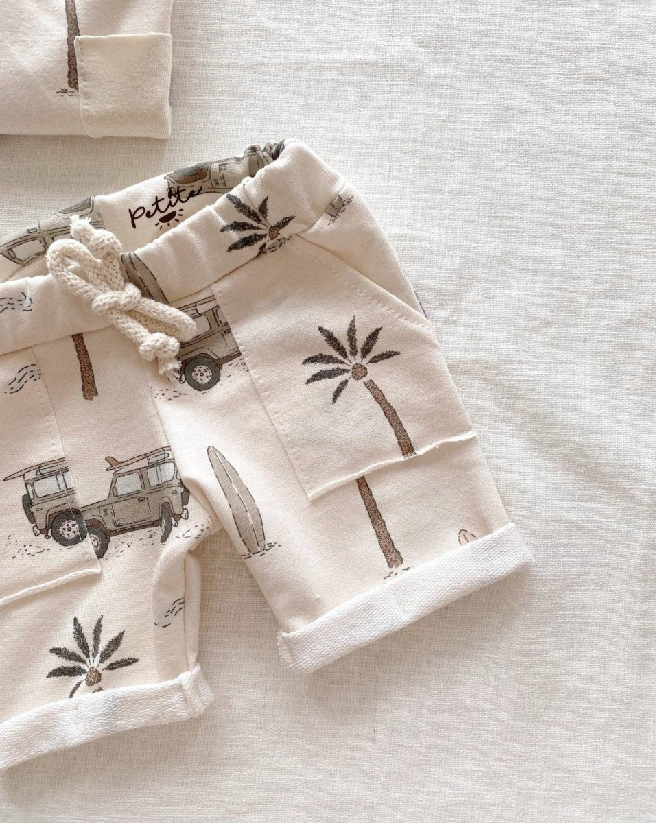 Baby Boy Shorts with Cars & Palm Trees - PETITE EvelinaApparel Baby & Toddler Clothing sold by Rosebud & Jo