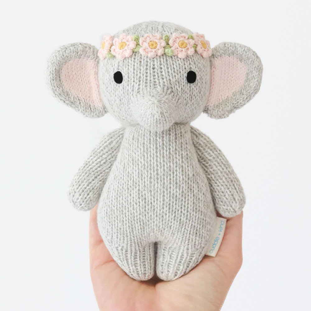 Baby Elephant with Blush Floral Crown - Cuddle + Kind Stuffed Animals sold by Rosebud & Jo