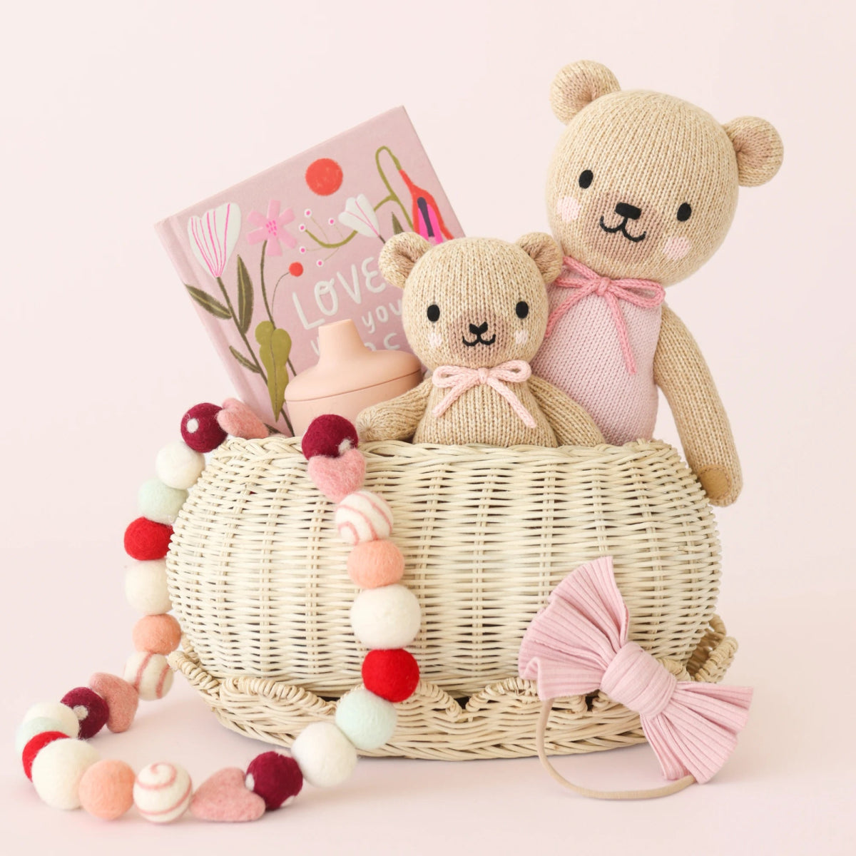 Baby Honey Bear with Blush Bow - Lou Lou & Company Stuffed Animals sold by Rosebud & Jo