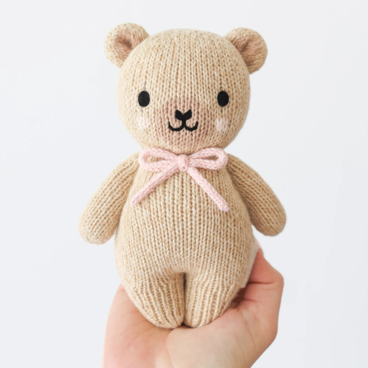 Baby Honey Bear with Blush Bow - Lou Lou & Company Stuffed Animals sold by Rosebud & Jo