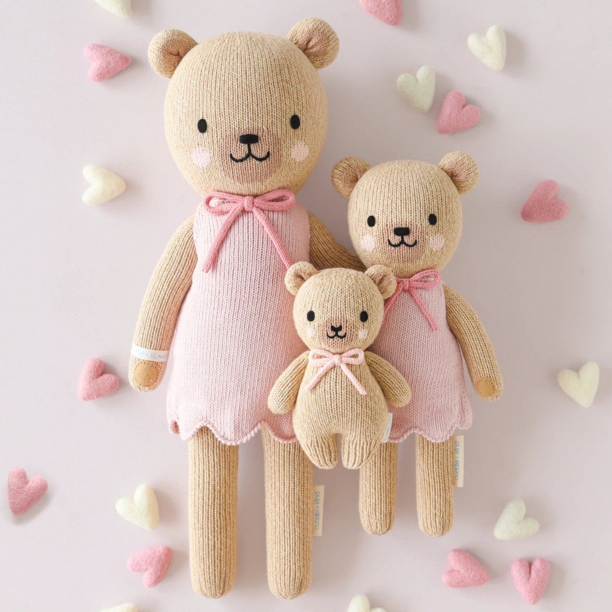Baby Honey Bear with Blush Bow - Lou Lou & Company Stuffed Animals sold by Rosebud & Jo