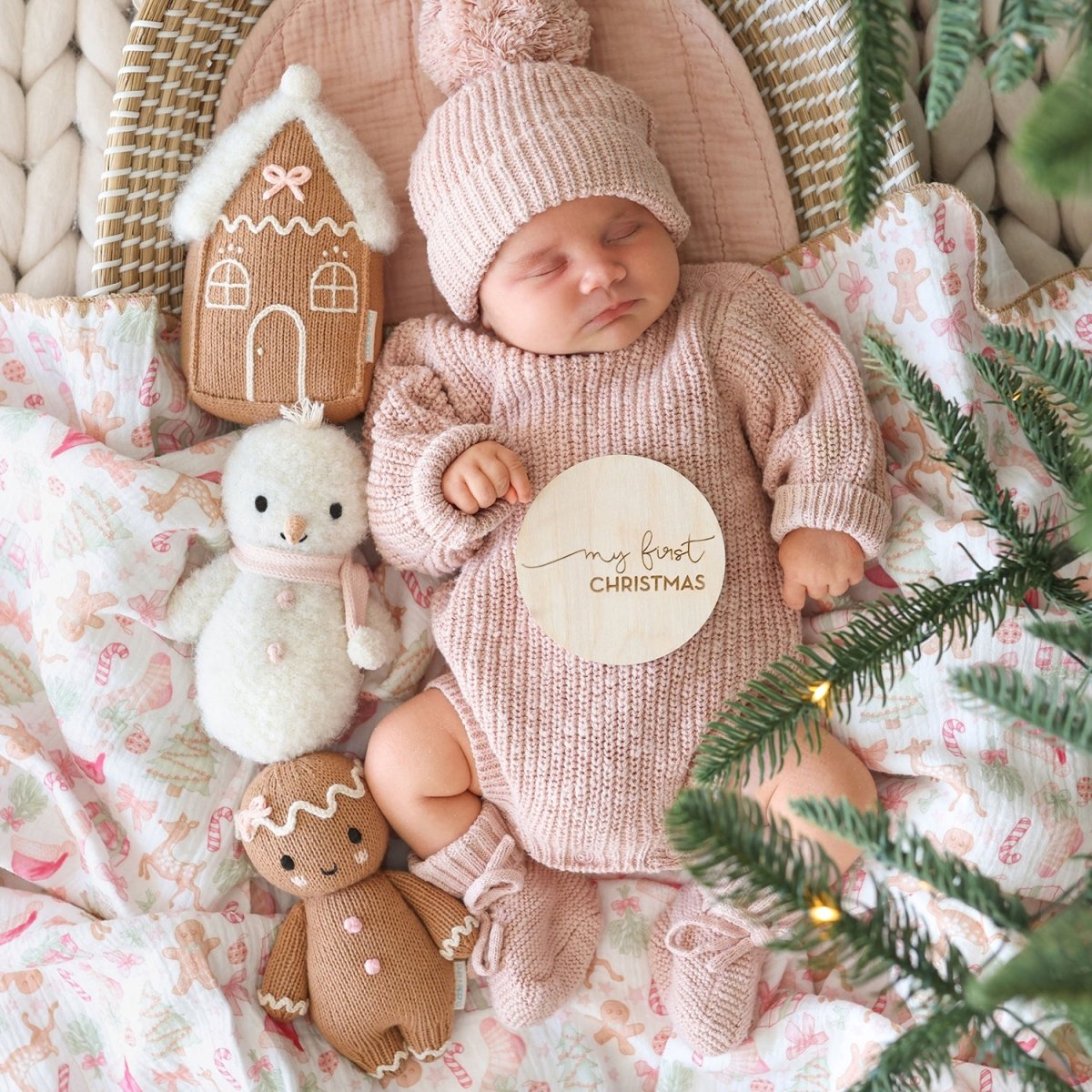 Baby Snowman with Blush Scarf - Cuddle + Kind Stuffed Animals sold by Rosebud & Jo