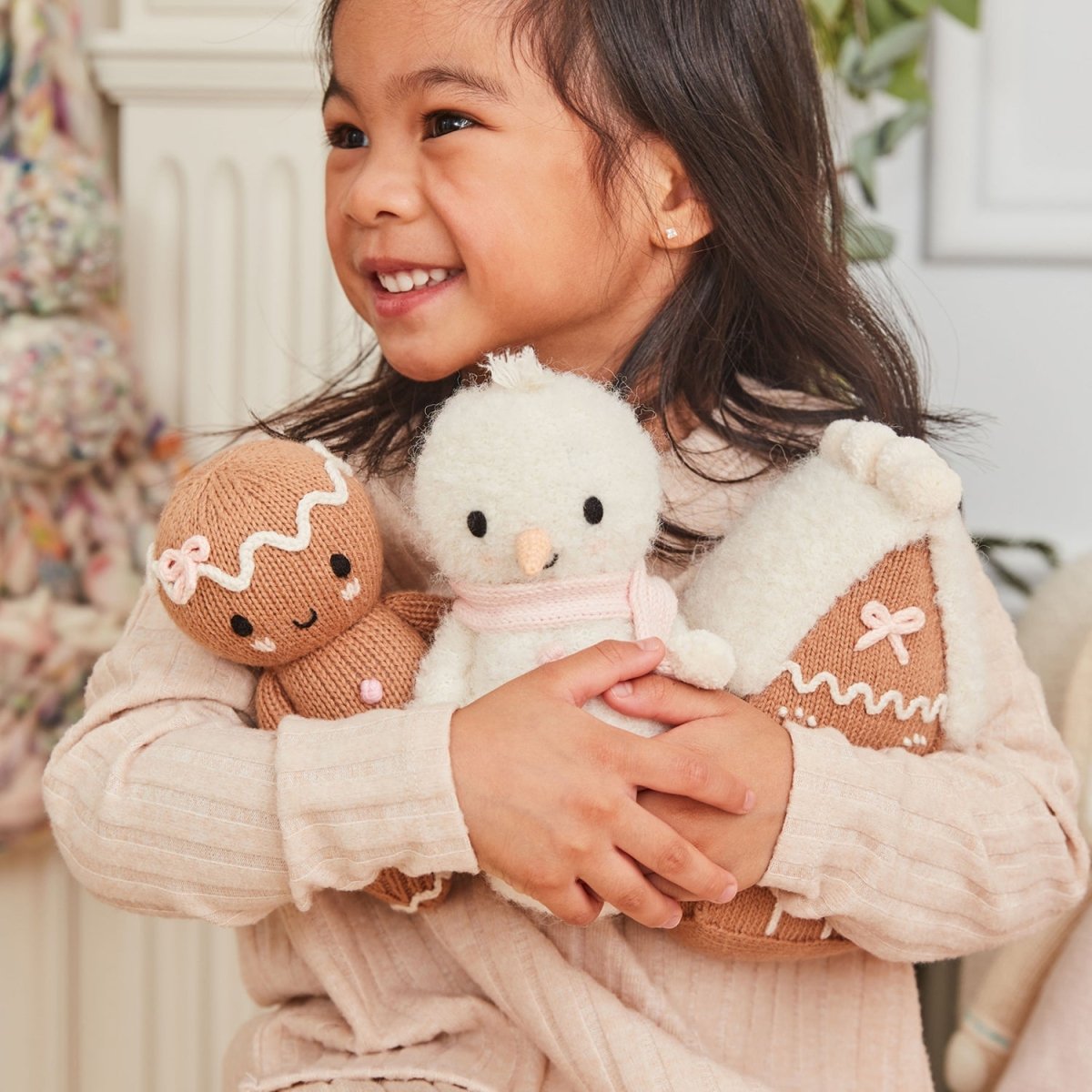 Baby Snowman with Blush Scarf - Cuddle + Kind Stuffed Animals sold by Rosebud & Jo