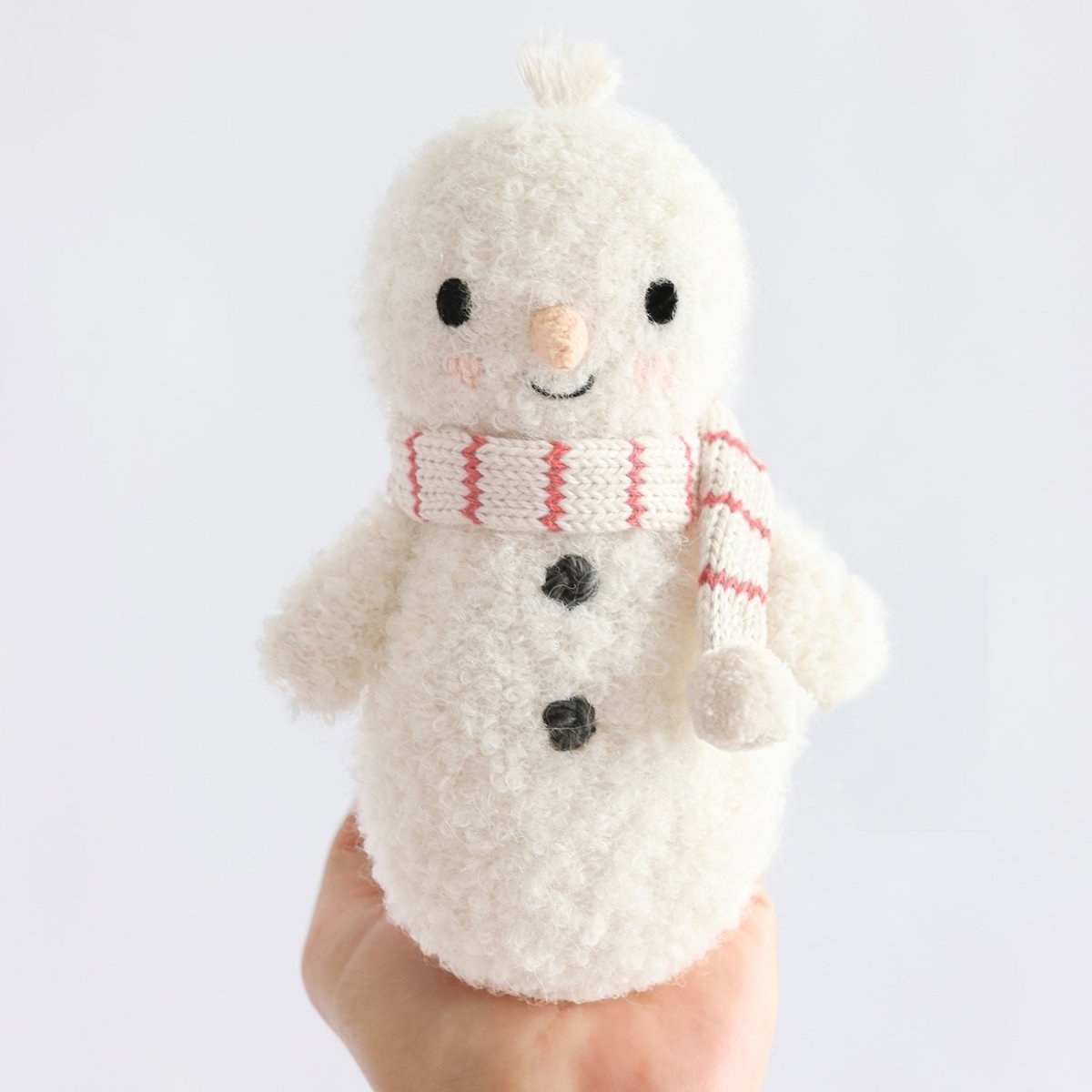 Baby Snowman with Candy Cane Scarf - Cuddle + Kind Stuffed Animals sold by Rosebud & Jo