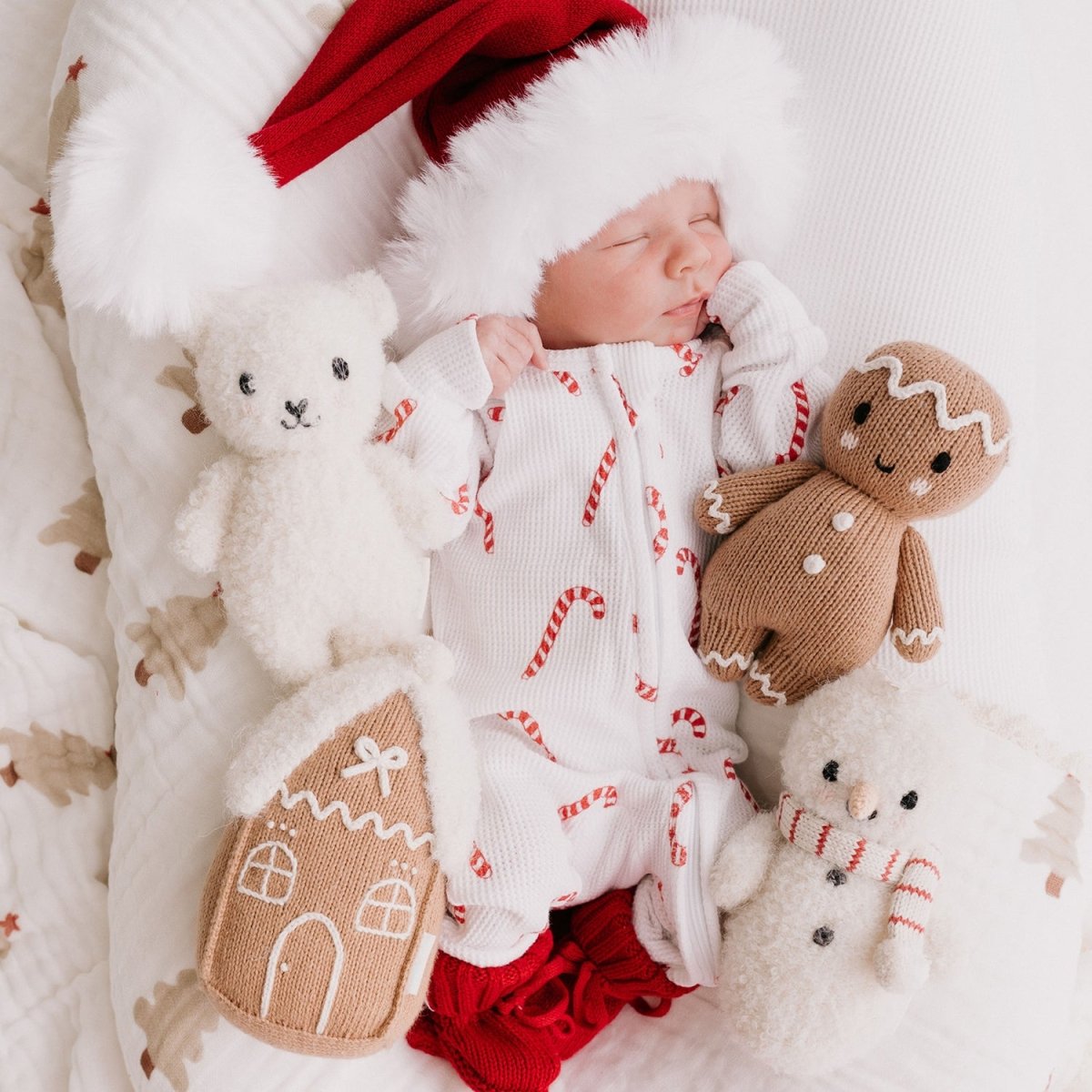 Baby Snowman with Candy Cane Scarf - Cuddle + Kind Stuffed Animals sold by Rosebud & Jo
