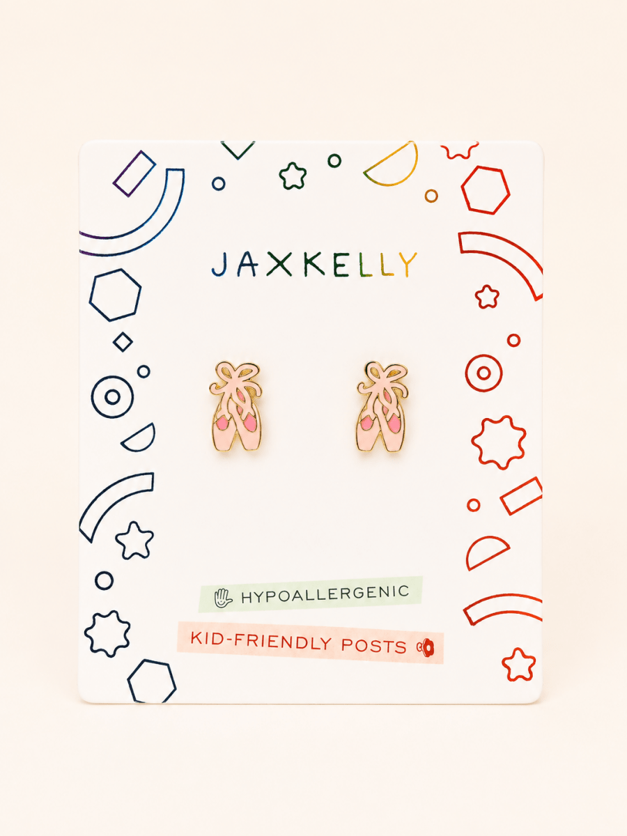 Ballet Slippers Enamel Flat Back Kids Earrings - JaxKelly Jewelry sold by Rosebud & Jo