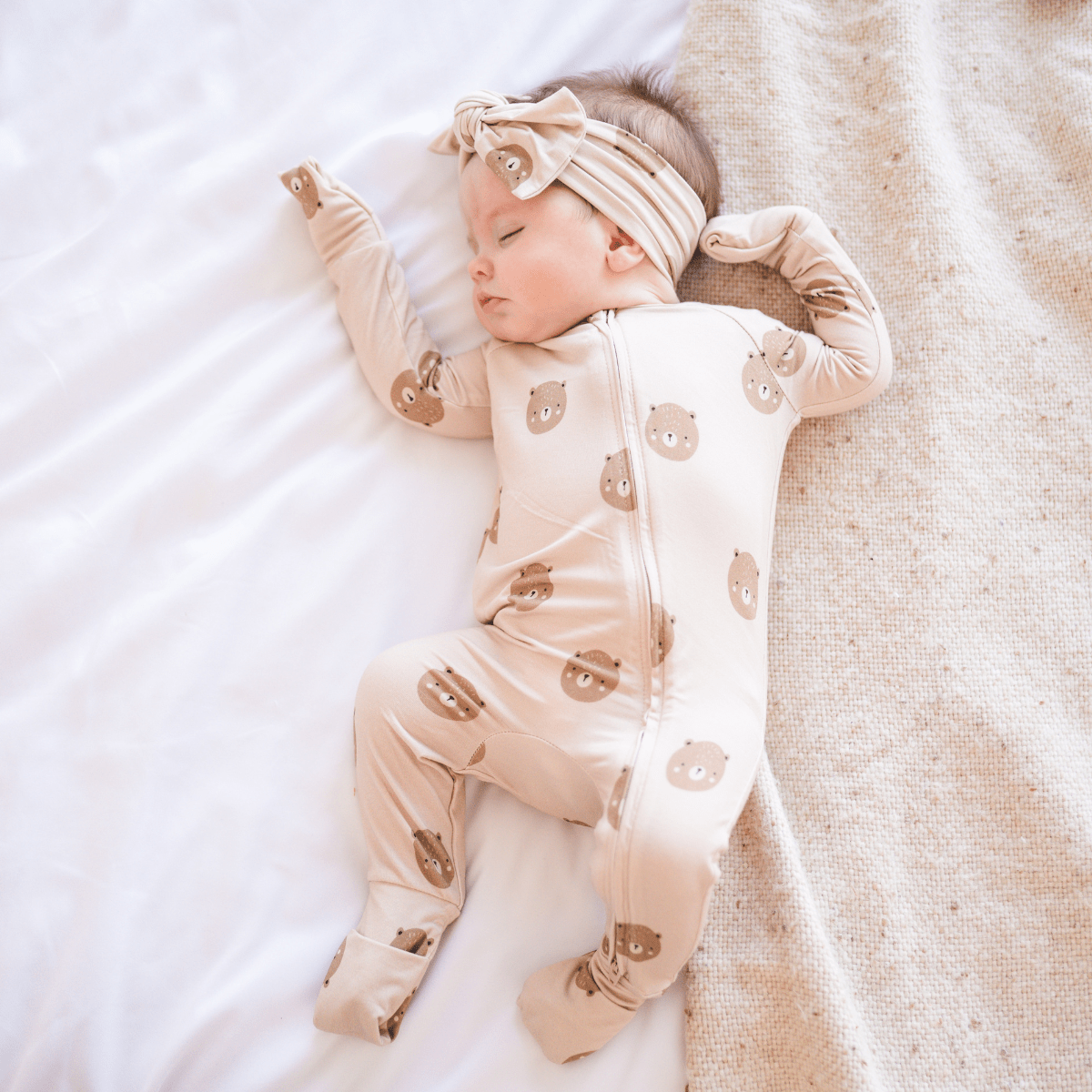 Bamboo 2 - Way Convertible Zip Romper Teddy Print - bug + bean kids Baby & Toddler Clothing sold by Rosebud & Jo