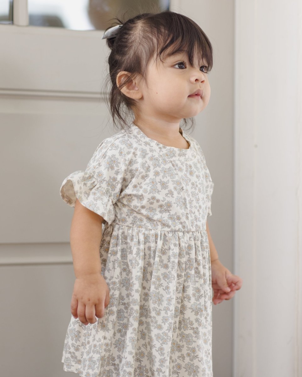 Bamboo Babydoll Dress || Blue Floral - Quincy Mae Dresses sold by Rosebud & Jo