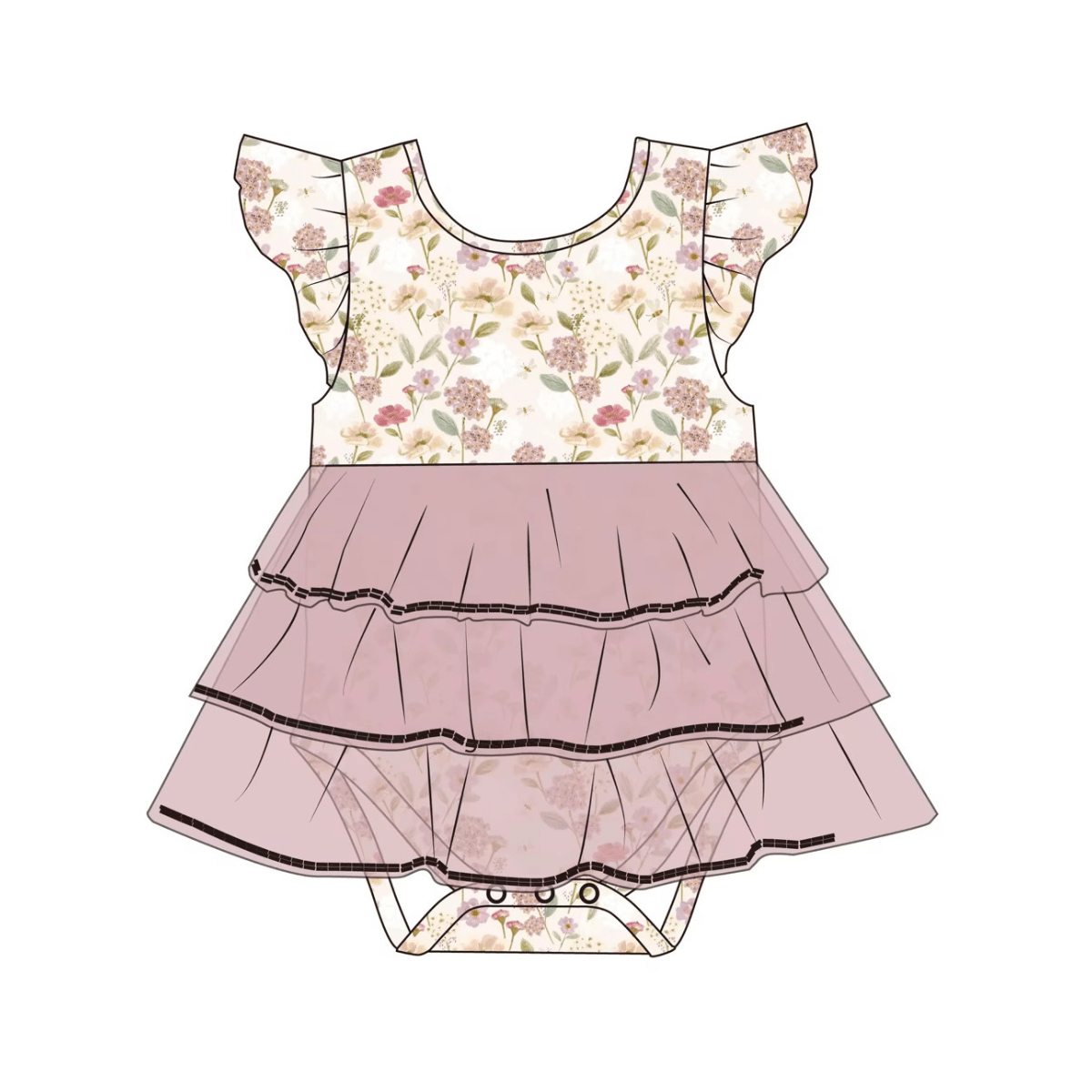 Bamboo Flutter Sleeve Tulle Dress | Willow - Emi Lei Rompers & Jumpers sold by Rosebud & Jo