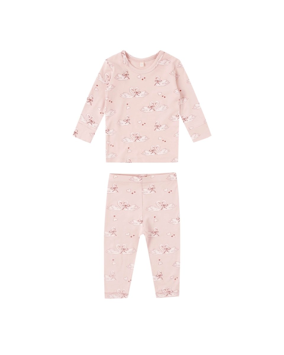 Bamboo Pajama Set || Swans - Quincy Mae Baby & Toddler Clothing sold by Rosebud & Jo