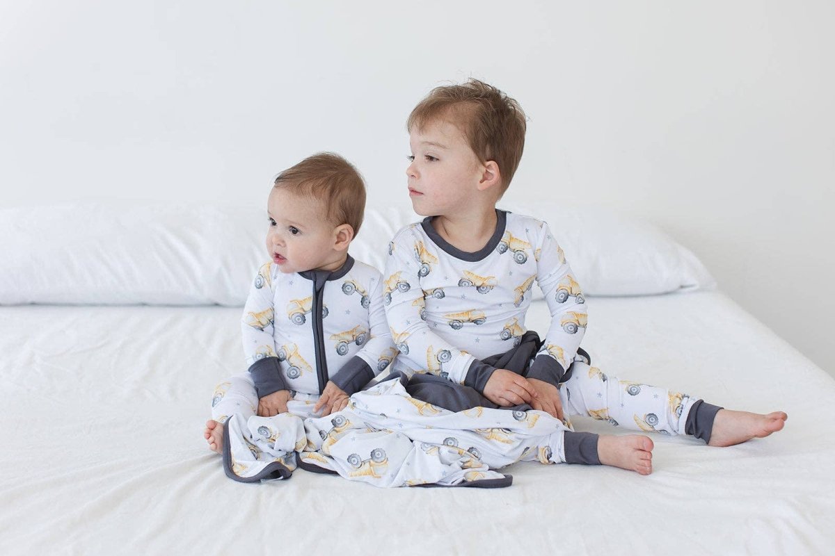 Bamboo Pajamas for Kids – Dump Truck - Blush Lotus Baby & Toddler Clothing sold by Rosebud & Jo