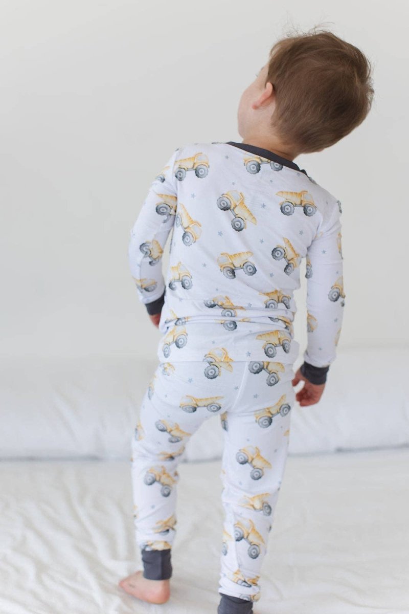 Bamboo Pajamas for Kids – Dump Truck - Blush Lotus Baby & Toddler Clothing sold by Rosebud & Jo