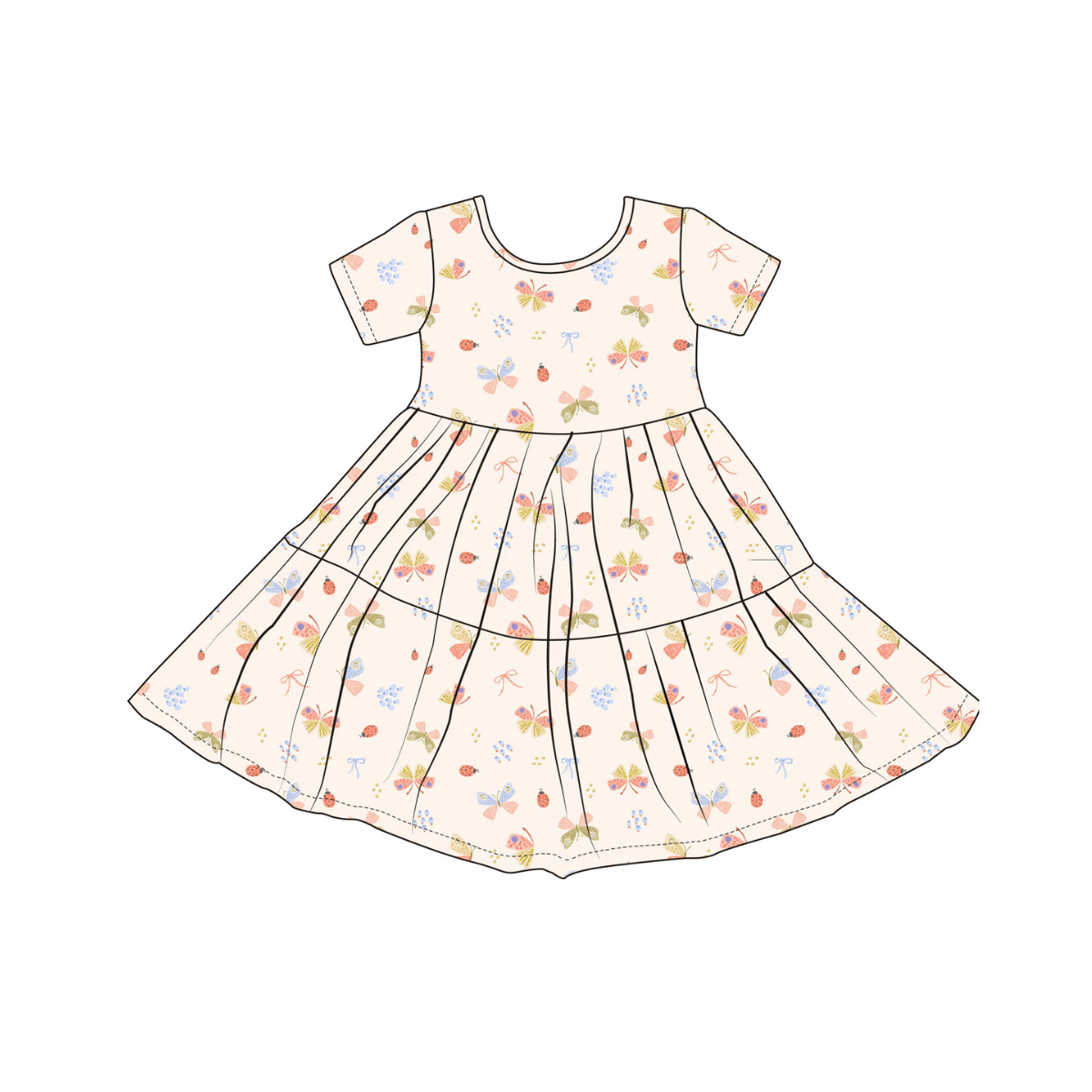 Bamboo Short Sleeve Twirl Dress | Butterflies - Emi Lei Baby & Toddler Clothing sold by Rosebud & Jo