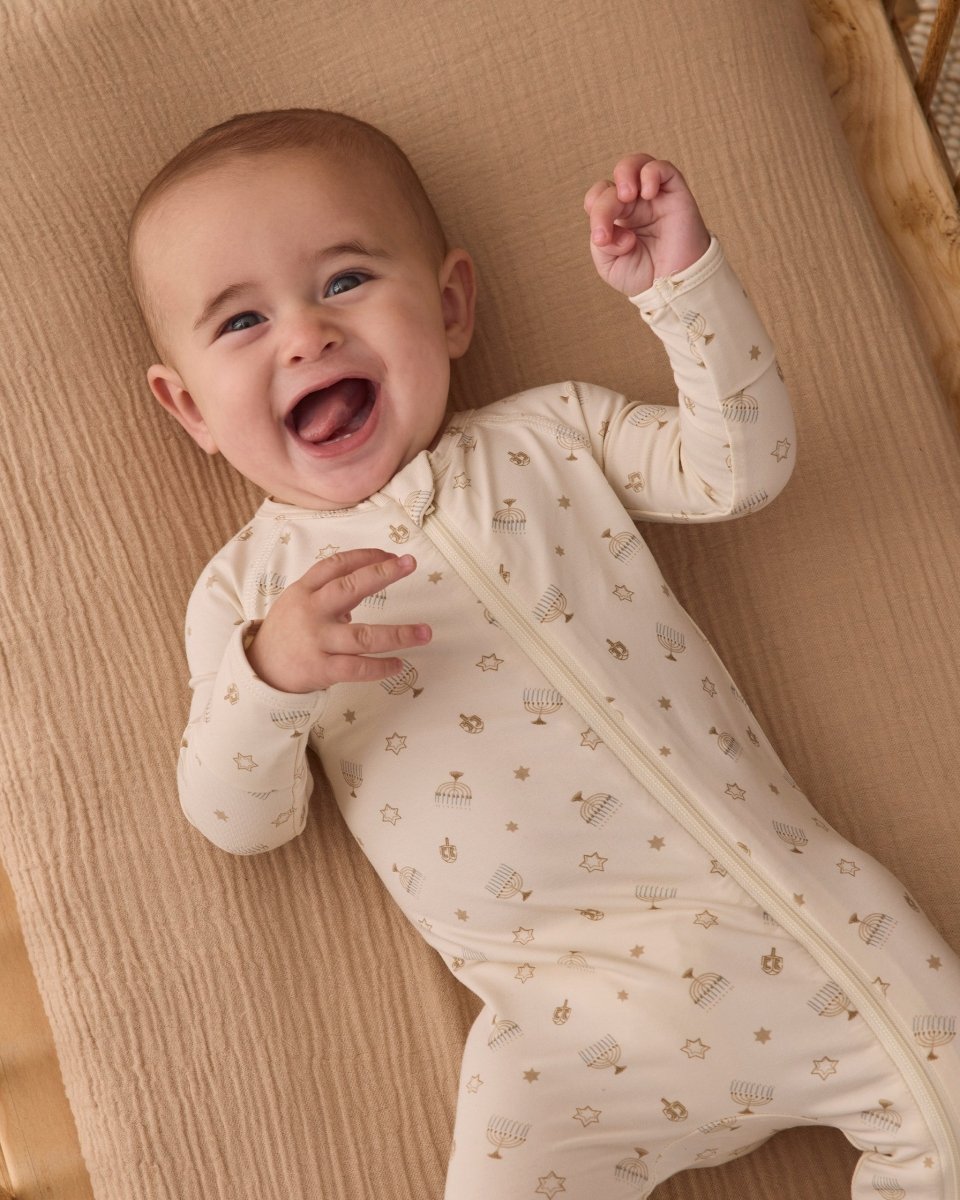 Bamboo Zip Footie || Hanukkah - Quincy Mae Footies sold by Rosebud & Jo