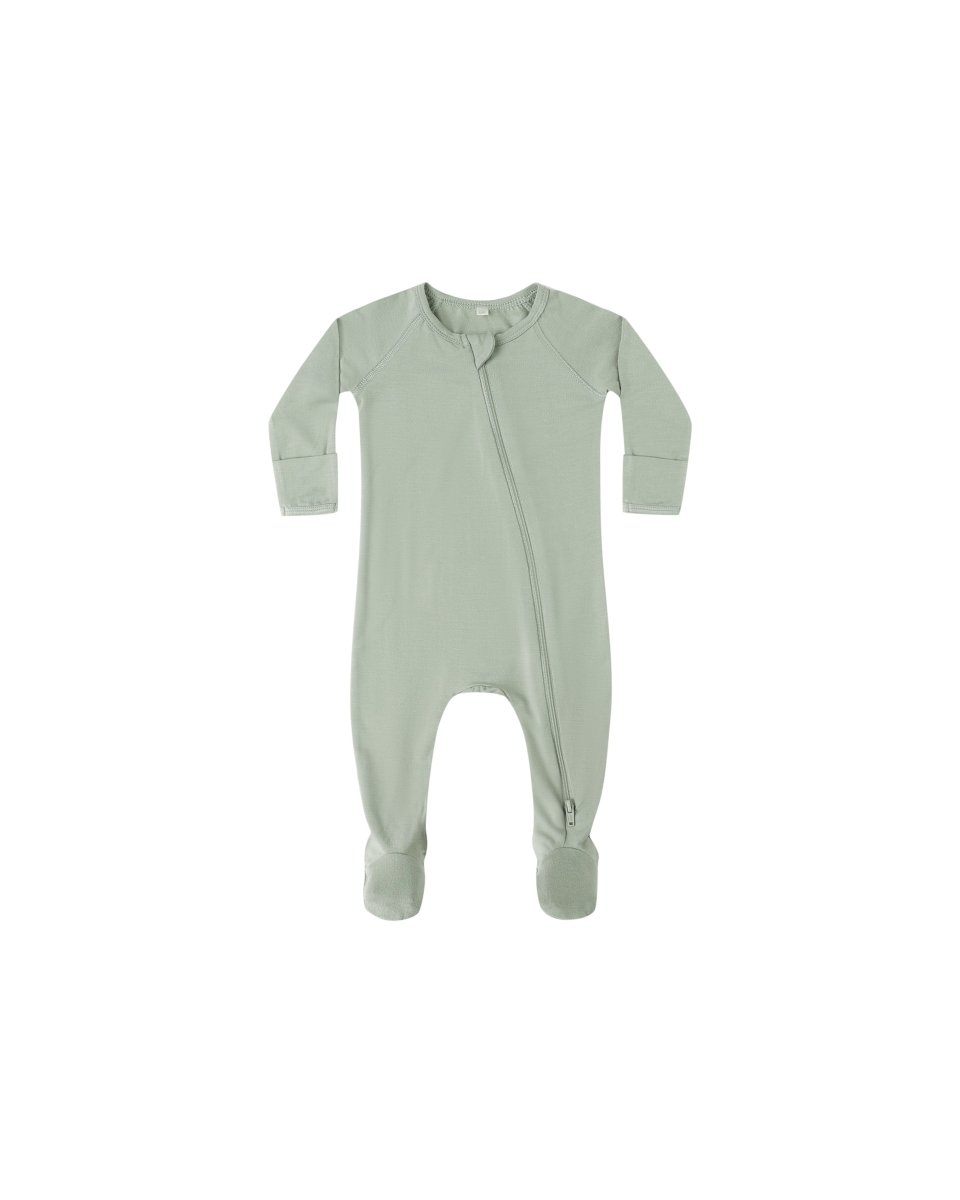 Bamboo Zip Footie in Fern - Quincy Mae Baby & Toddler Clothing sold by Rosebud & Jo