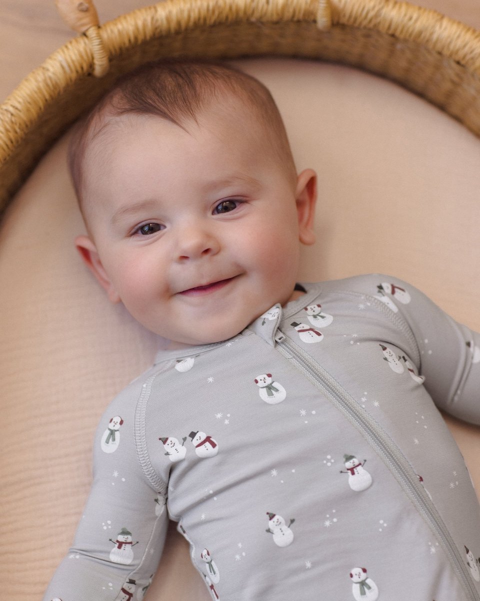Bamboo Zip Footie || Snowman - Quincy Mae Footies sold by Rosebud & Jo