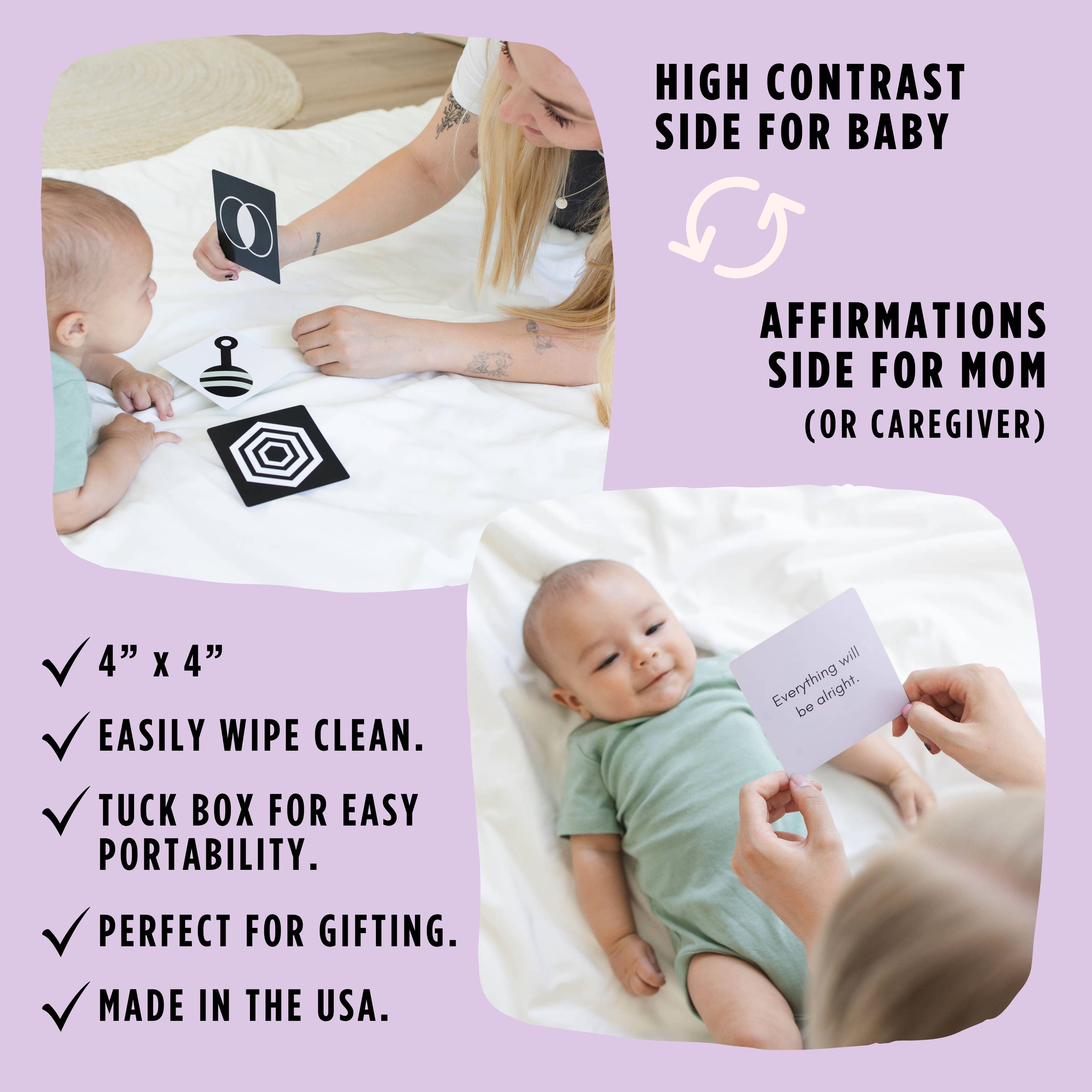 High Contrast Baby Flash Cards & New Mom Affirmations