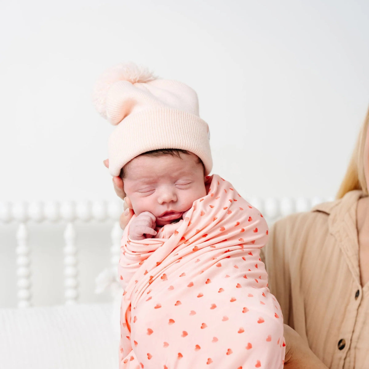 Beanie with Pom Pom in Blush Pink - Lou Lou & Company Hat sold by Rosebud & Jo