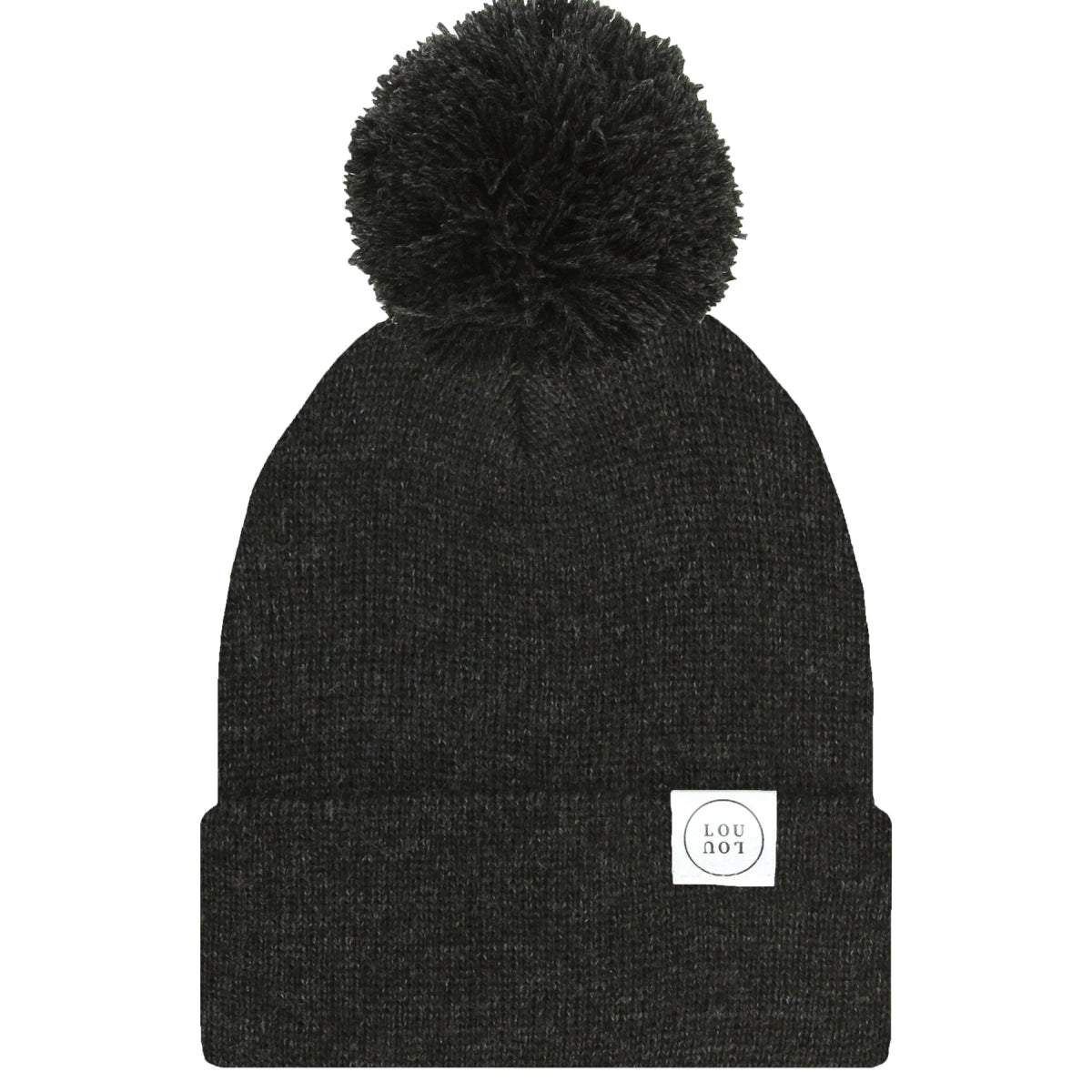 Beanie with Pom Pom in Heathered Black - Lou Lou & Company Hat sold by Rosebud & Jo