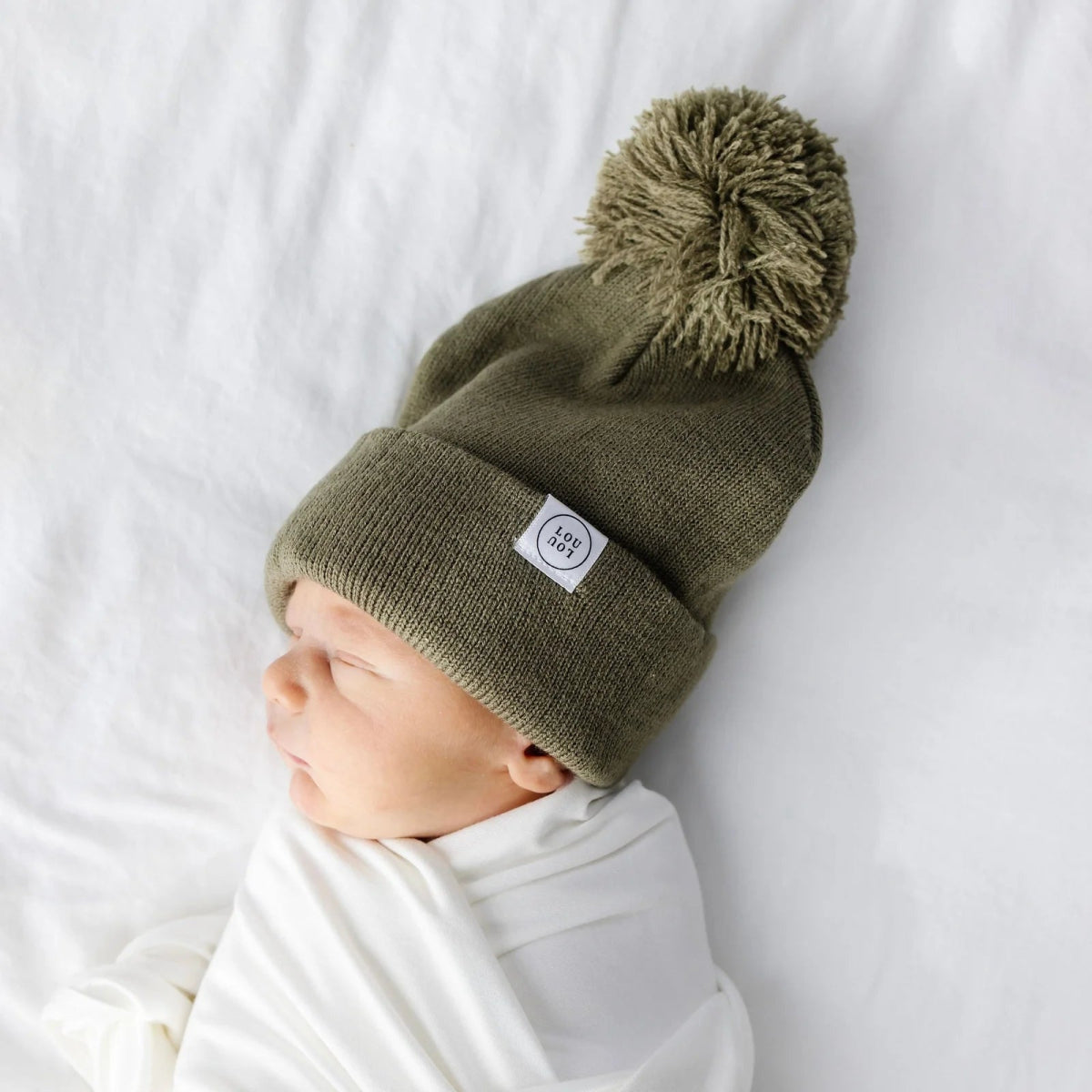 Beanie with Pom Pom in Moss Green - Lou Lou & Company Hat sold by Rosebud & Jo