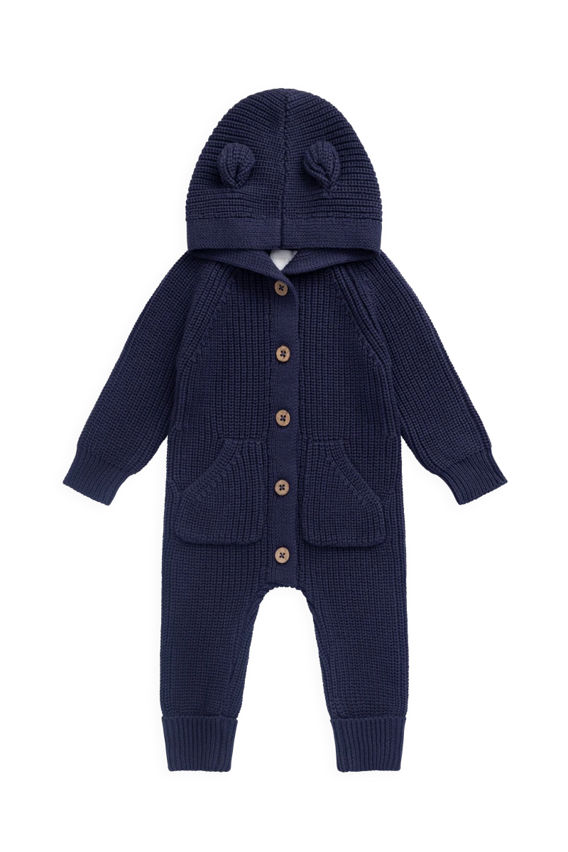 Bear Knit Onepiece - Marine - Jamie Kay Rompers & Jumpers sold by Rosebud & Jo