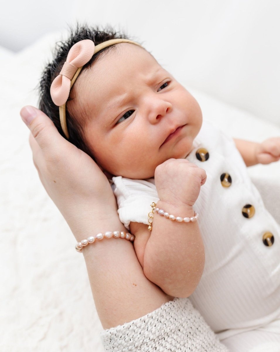Blush Pearl Baby Bracelet (4MM Beads) - Gems Jewelry sold by Rosebud & Jo